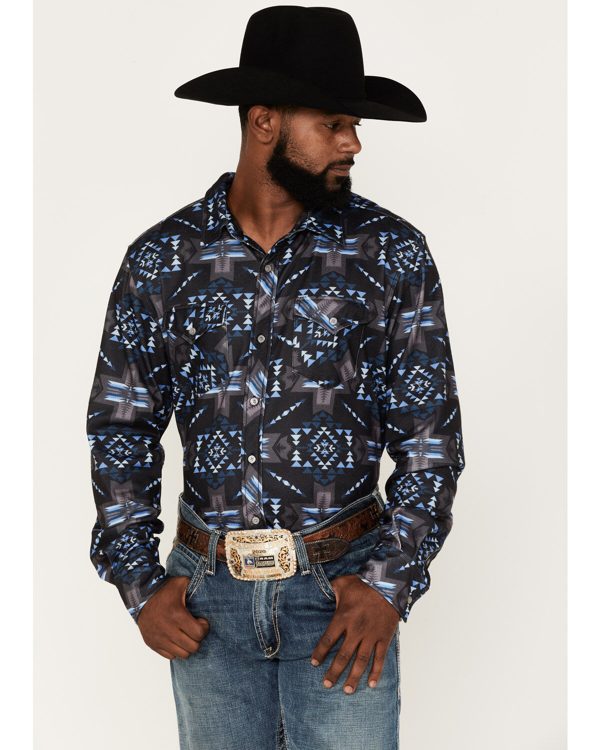 Rock & Roll Denim Men's Southwestern Knit Long Sleeve Button Down Shirt