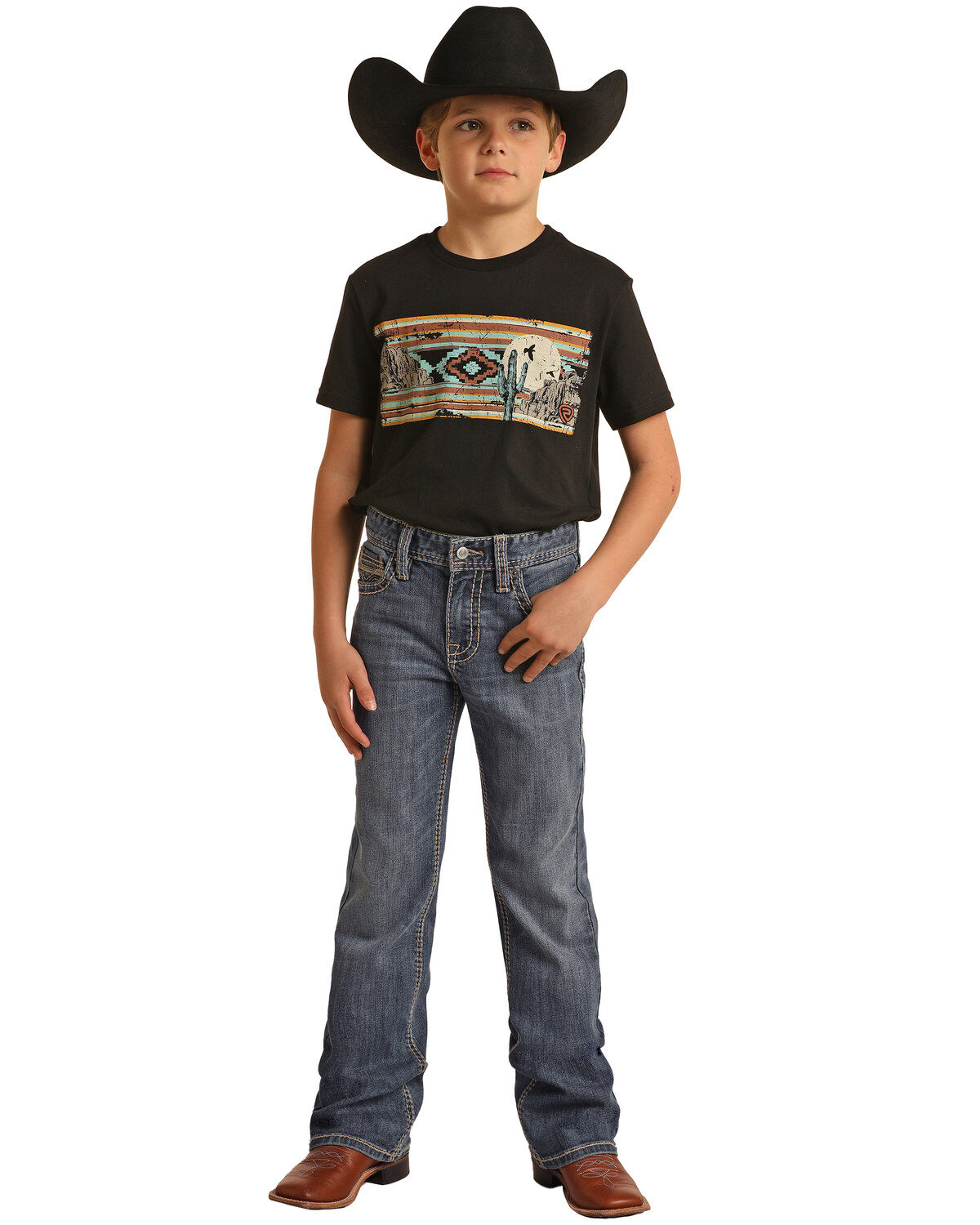 Rock & Roll Denim Boys' Medium Vintage Wash Stretch Bootcut Jeans