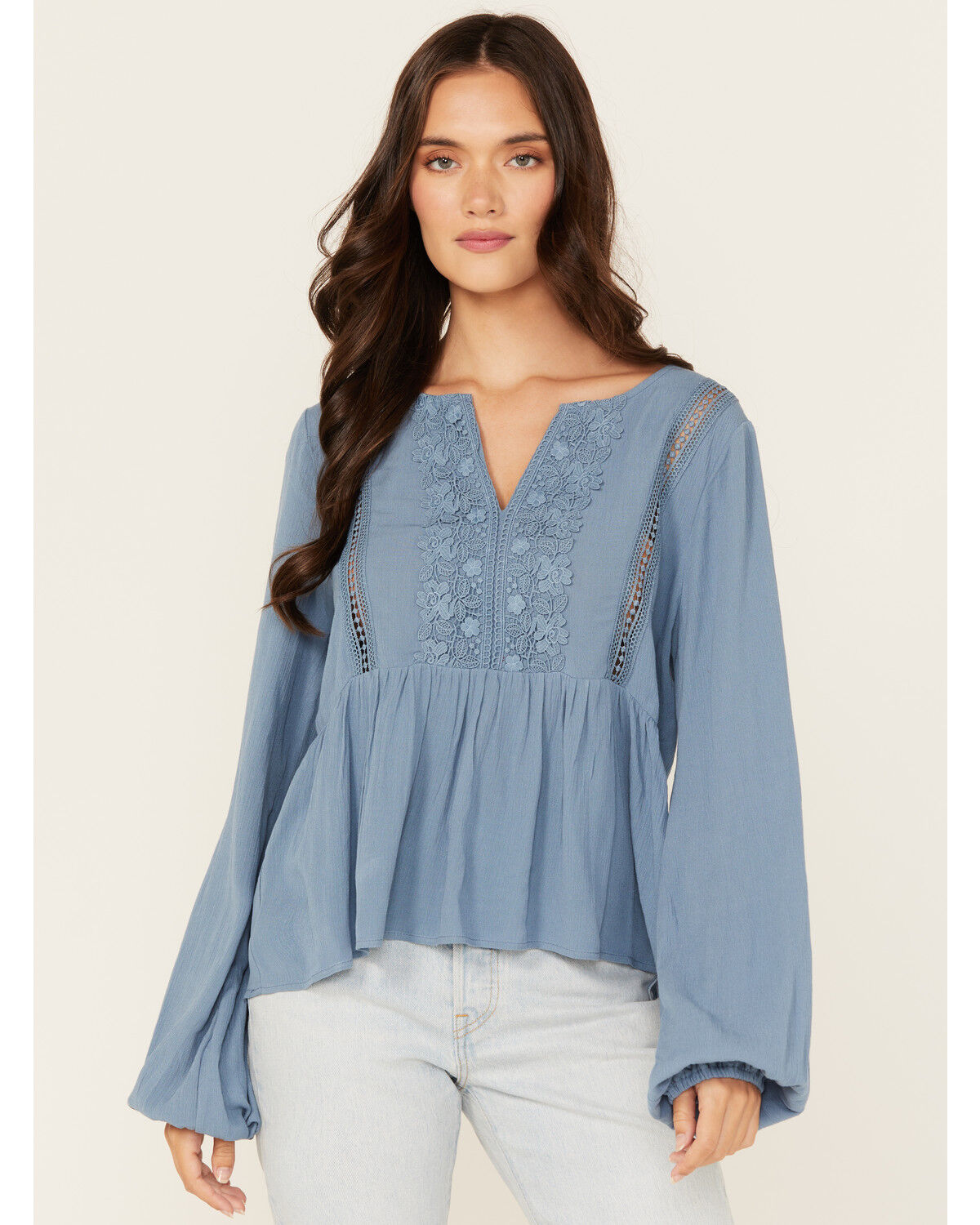 Wild Moss Women's Crochet Trim Top