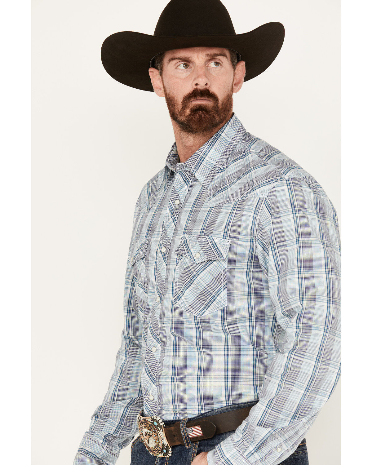 Wrangler 20X Men's Plaid Print Long Sleeve Snap Western Shirt