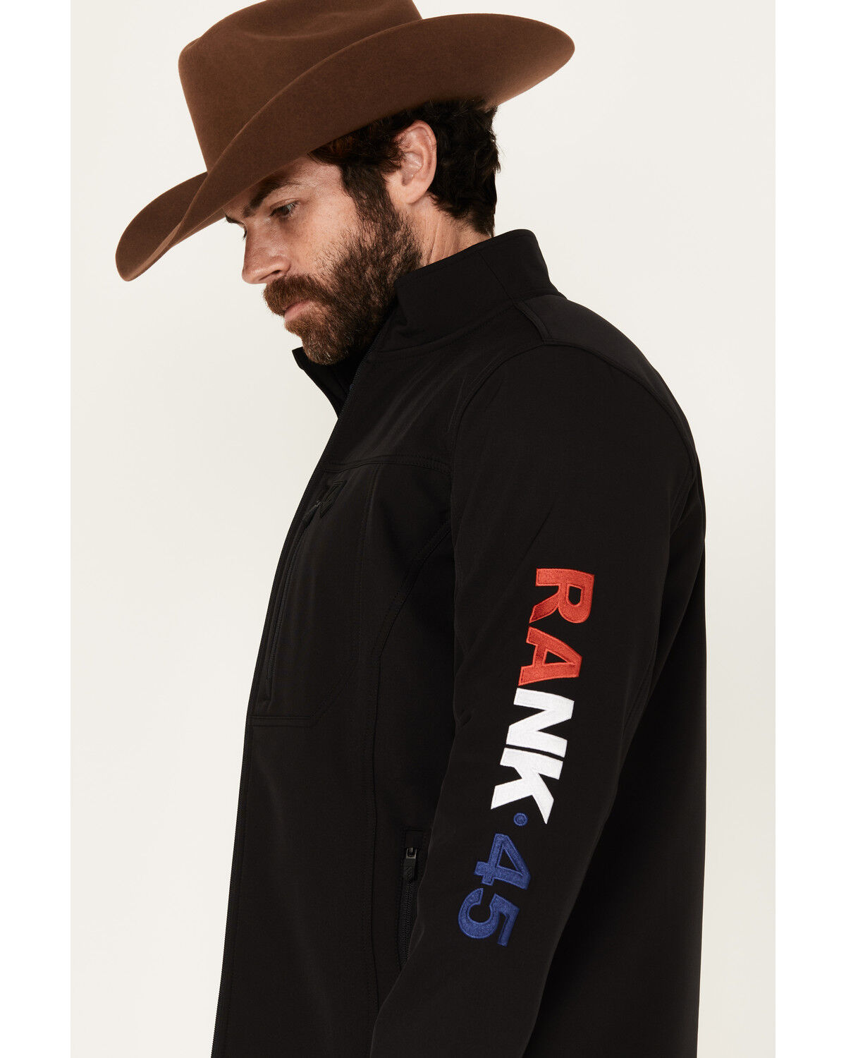 RANK 45® Men's American Flag Logo Softshell Jacket
