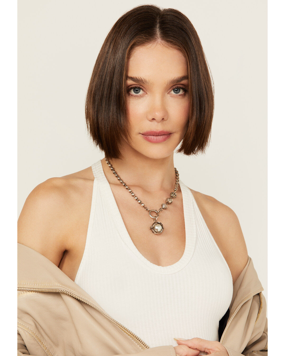 Erin Knight Designs Women's Vintage Sterling Plated Ball Chain with Vintage Caged Pendant