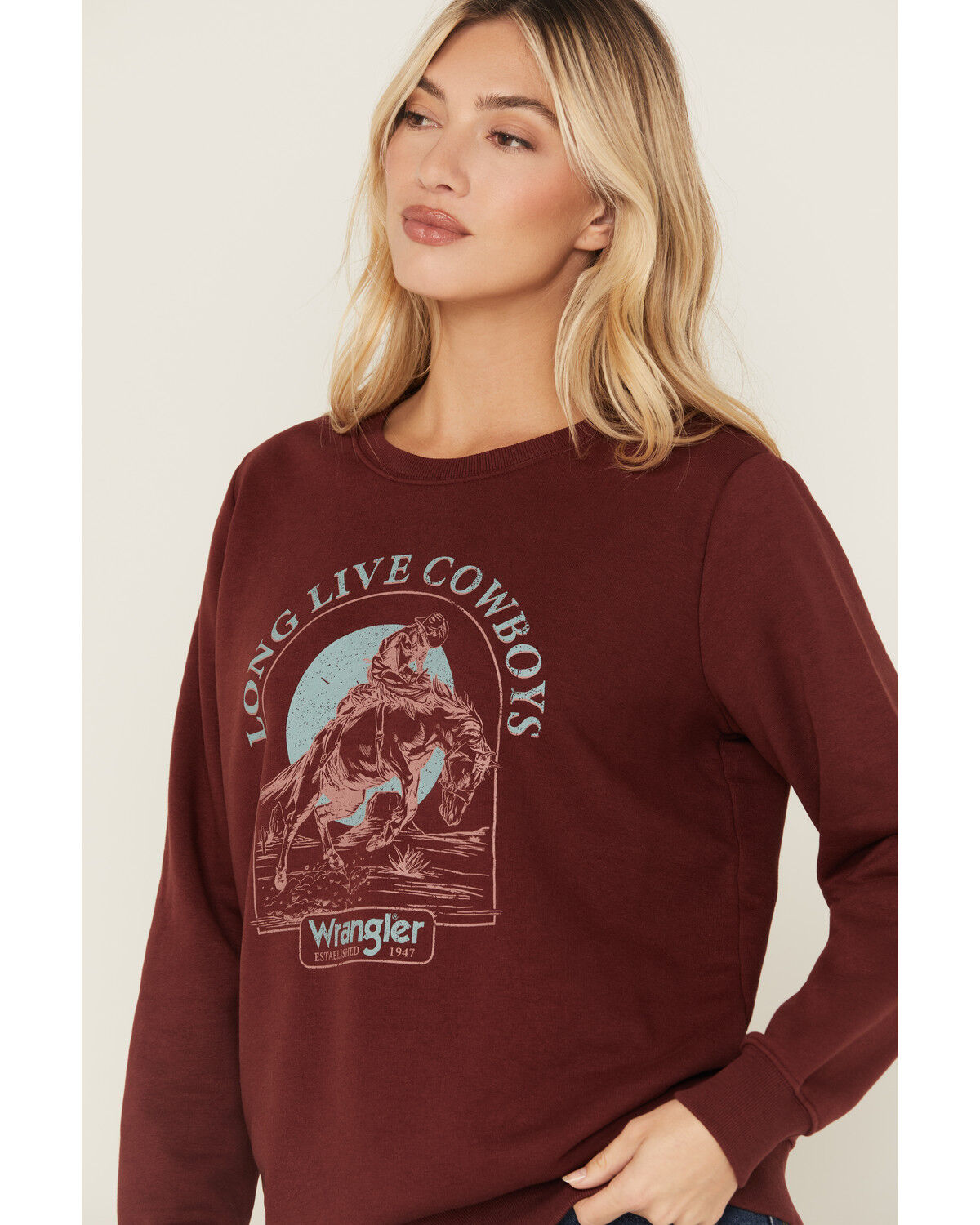 Wrangler Women's Boot Barn Exclusive Long Live Cowboys Graphic Crewneck