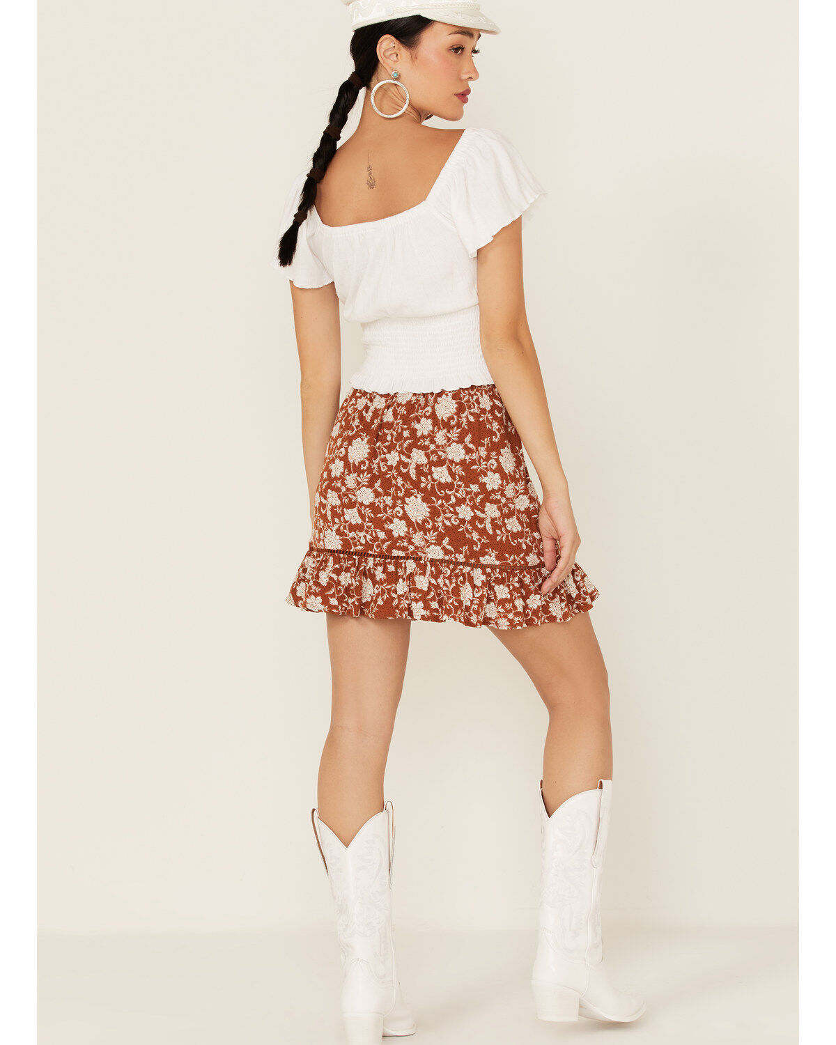 Shyanne Women's Floral Dot Print Button Front Skirt