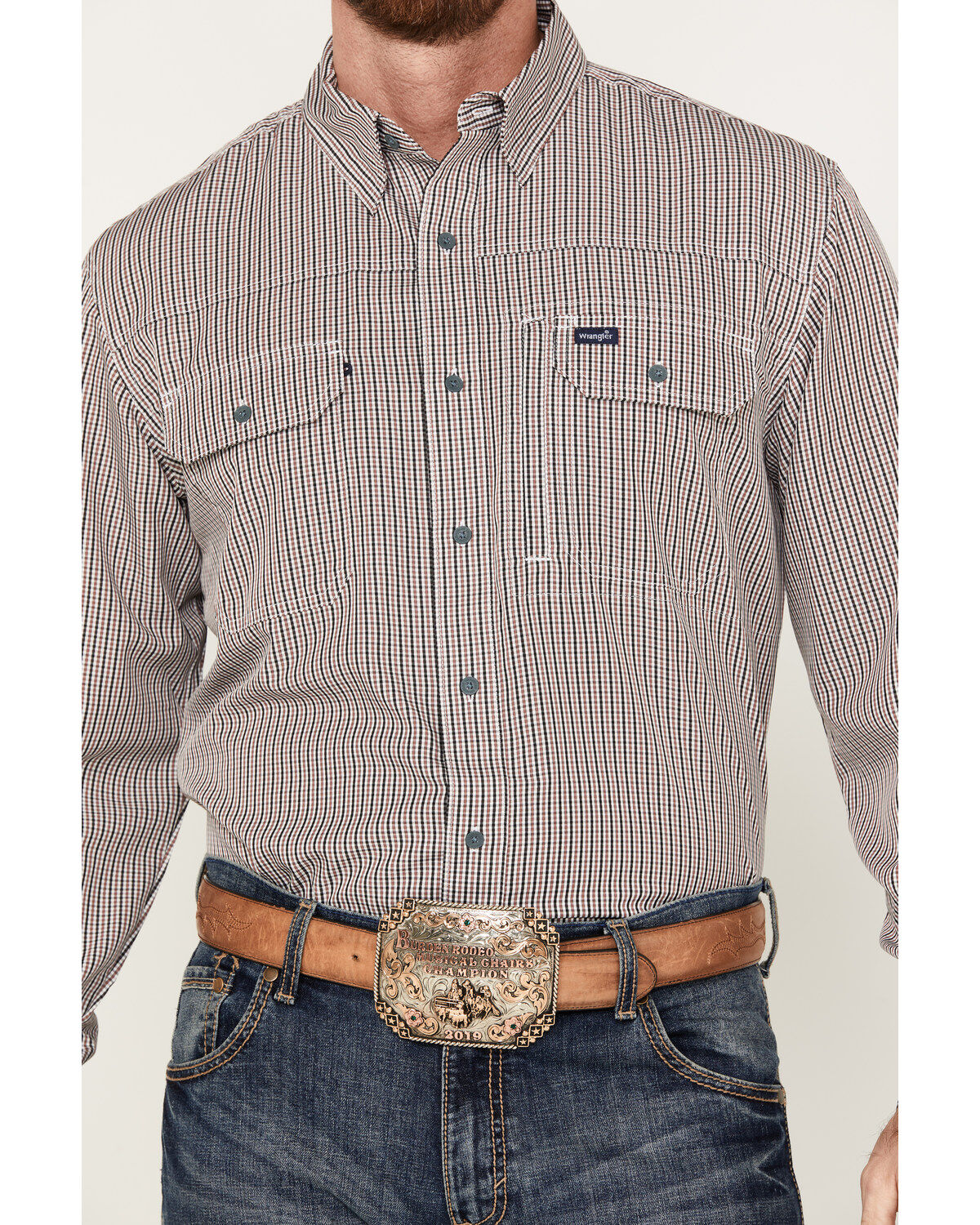 Wrangler Men's Performance Plaid Print Long Sleeve Button Down Western Shirt