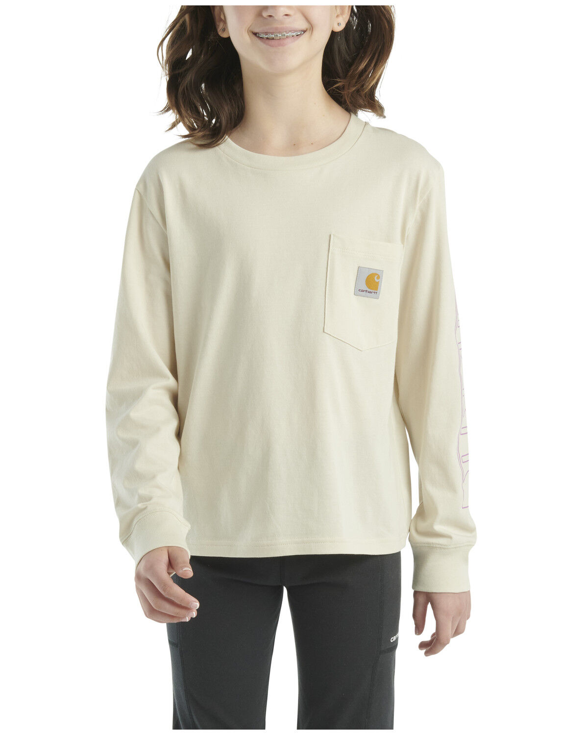 Carhartt Little Girls' Logo Long Sleeve Graphic Pocket Shirt