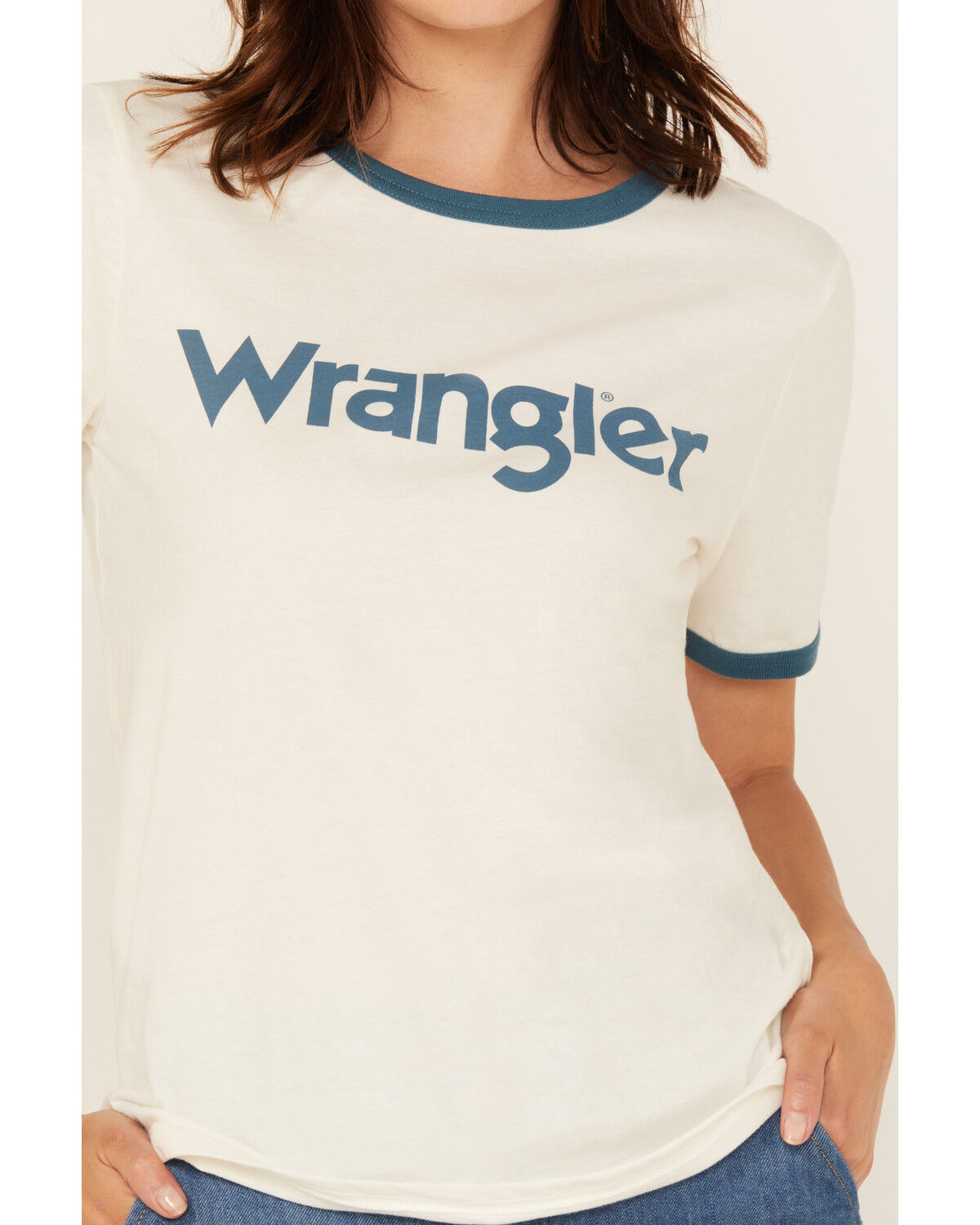 Wrangler Women's Logo Short Sleeve Ringer Tee