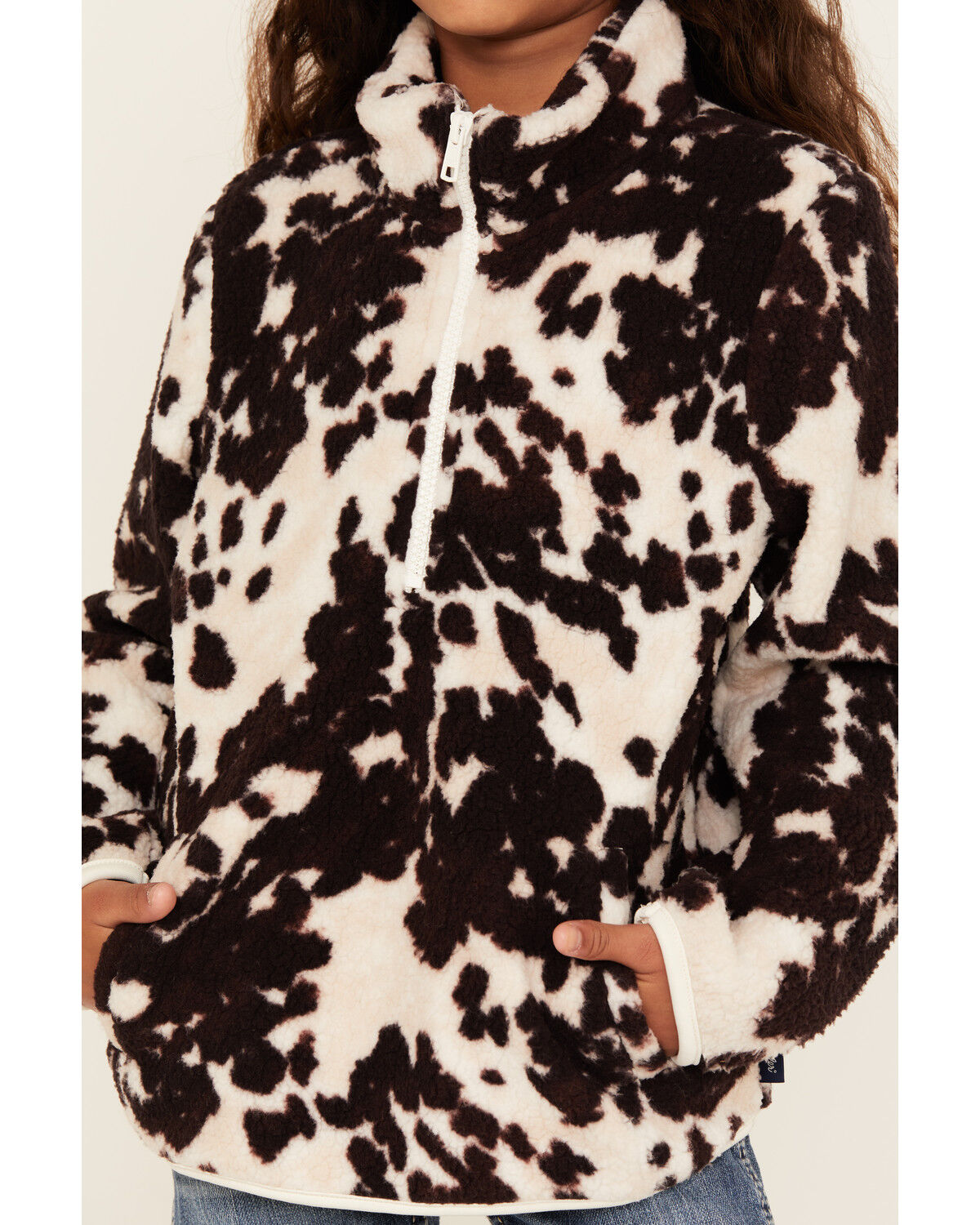 Wrangler Girls' Cow Print Sherpa Pullover