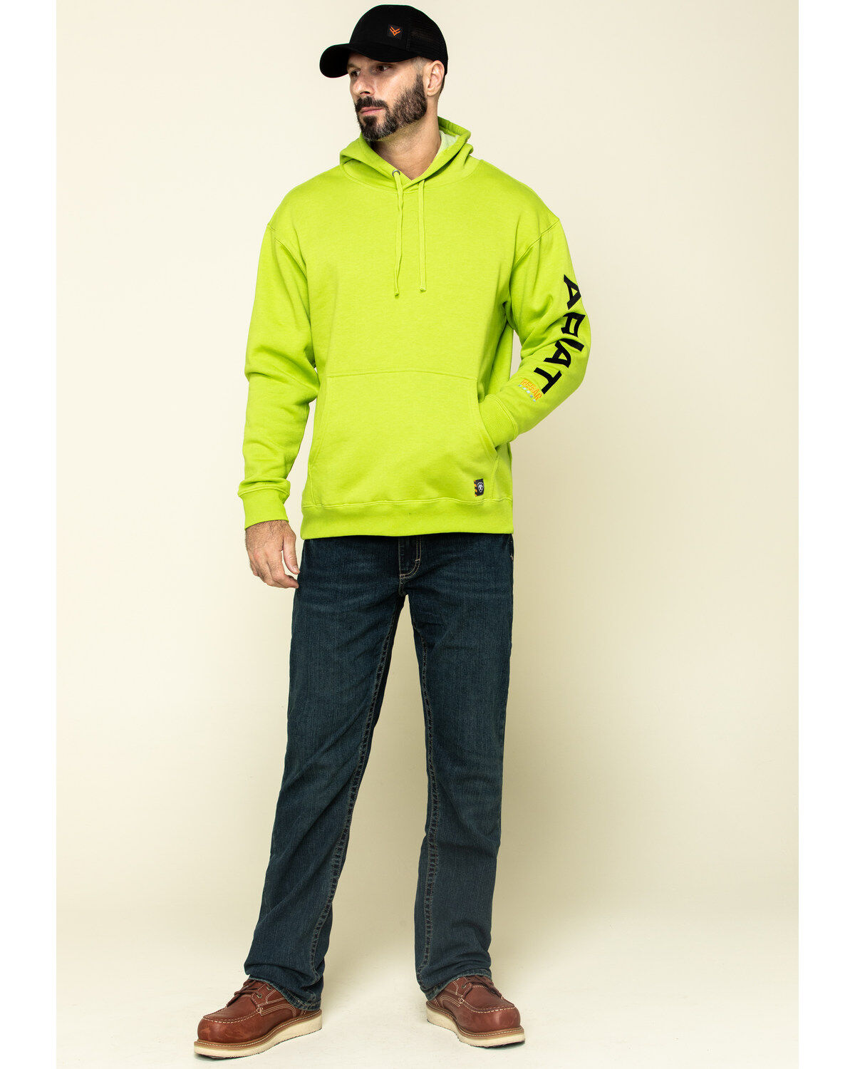 Ariat Men's Lime Heather Rebar Graphic Hooded Work Sweatshirt
