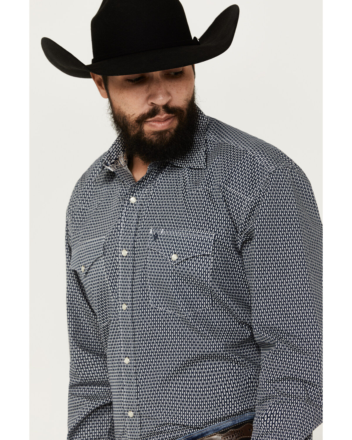 Stetson Men's Geo Print Long Sleeve Pearl Snap Western Shirt