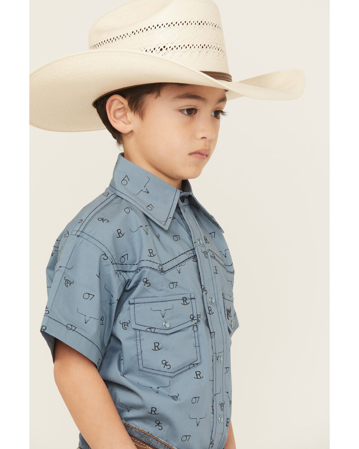 Cowboy Hardware Boys' Branding Iron Short Sleeve Snap Western Shirt