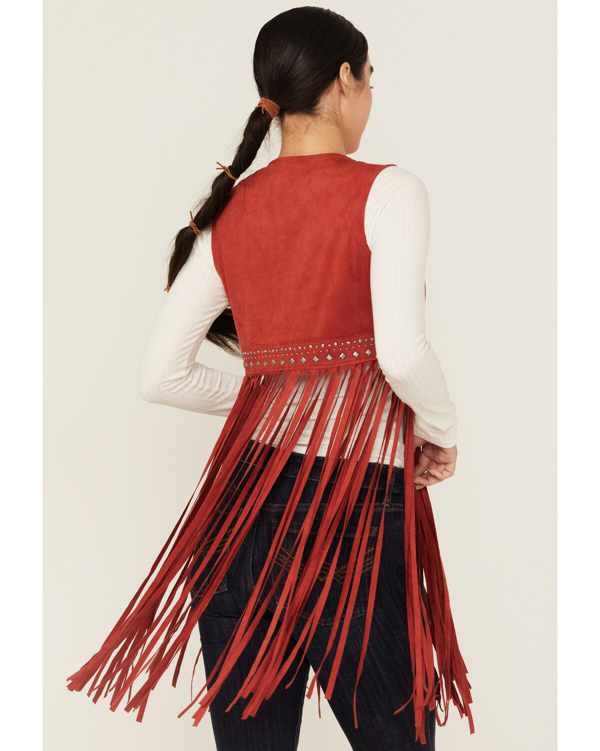 Idyllwind Women's Walnut Studded Faux Suede Fringe Vest