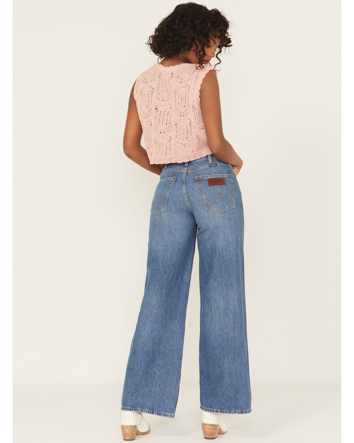 Wrangler Retro Women's Yvette Medium Wash High Rise Wide Leg Denim Jeans