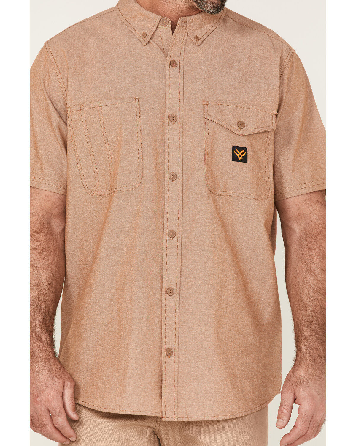 Hawx Men's Solid Short Sleeve Button-Down Work Shirt