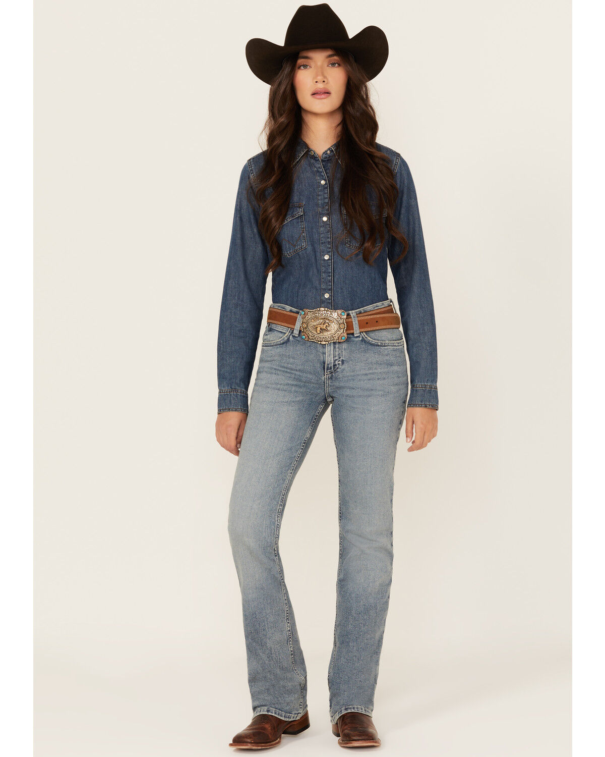 Wrangler Retro Women's Alaina Light Wash Mid Rise Bootcut Stretch Denim Jeans