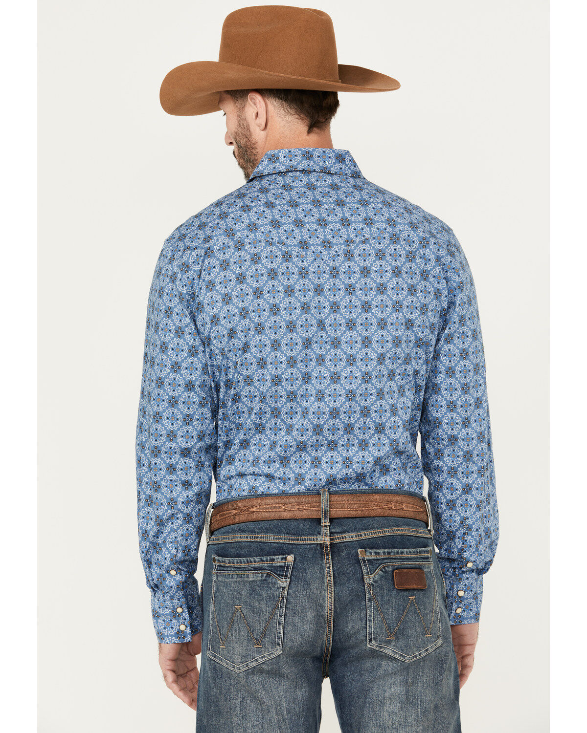 Rock & Roll Denim Men's Medallion Print Long Sleeve Snap Western Shirt
