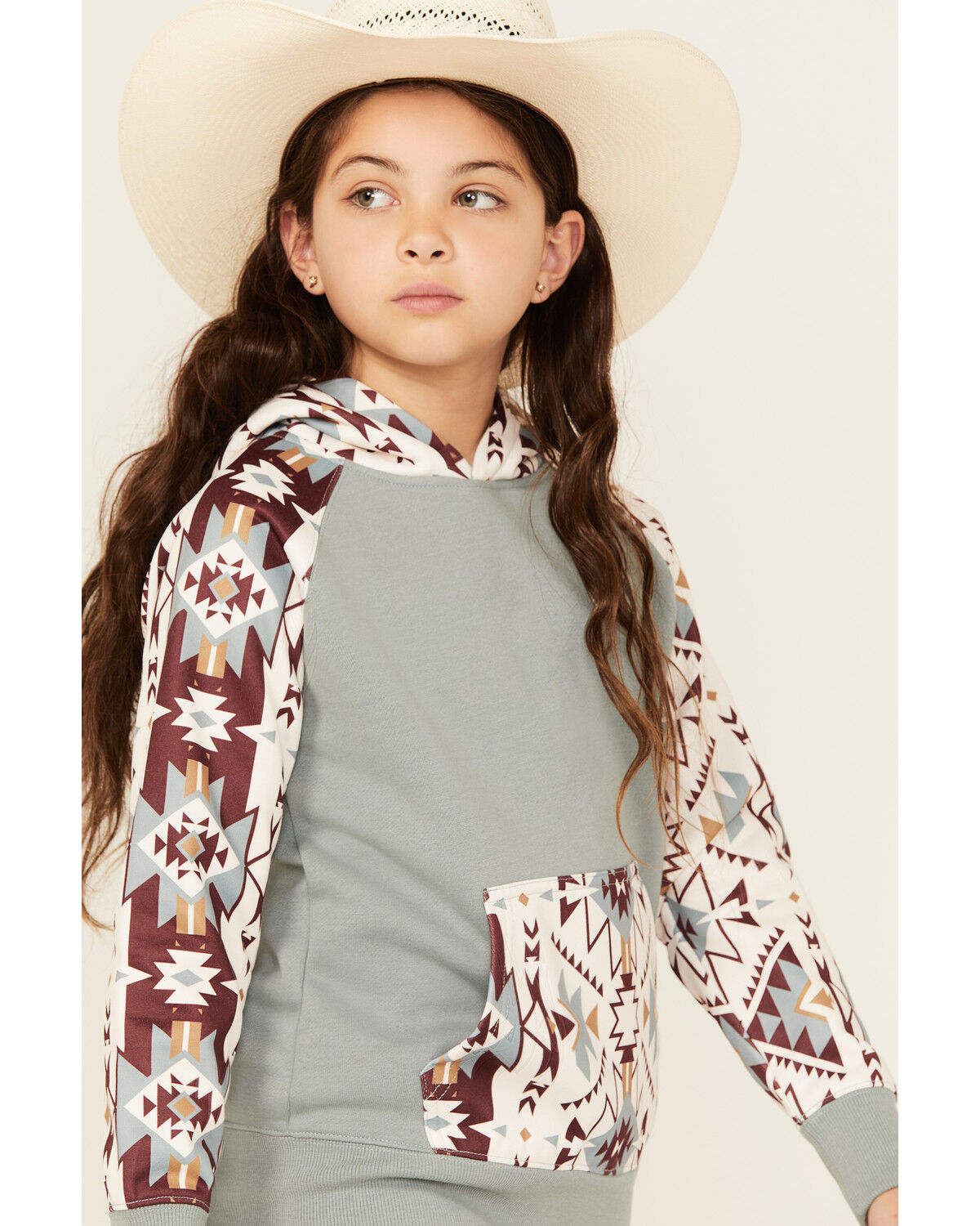 Hooey Girls' Southwestern Sleeve Hoodie