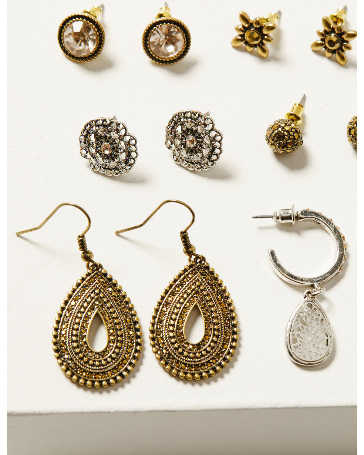 Shyanne Women's Champagne Chateau 6-Piece Teardrop & Stud Earrings Set