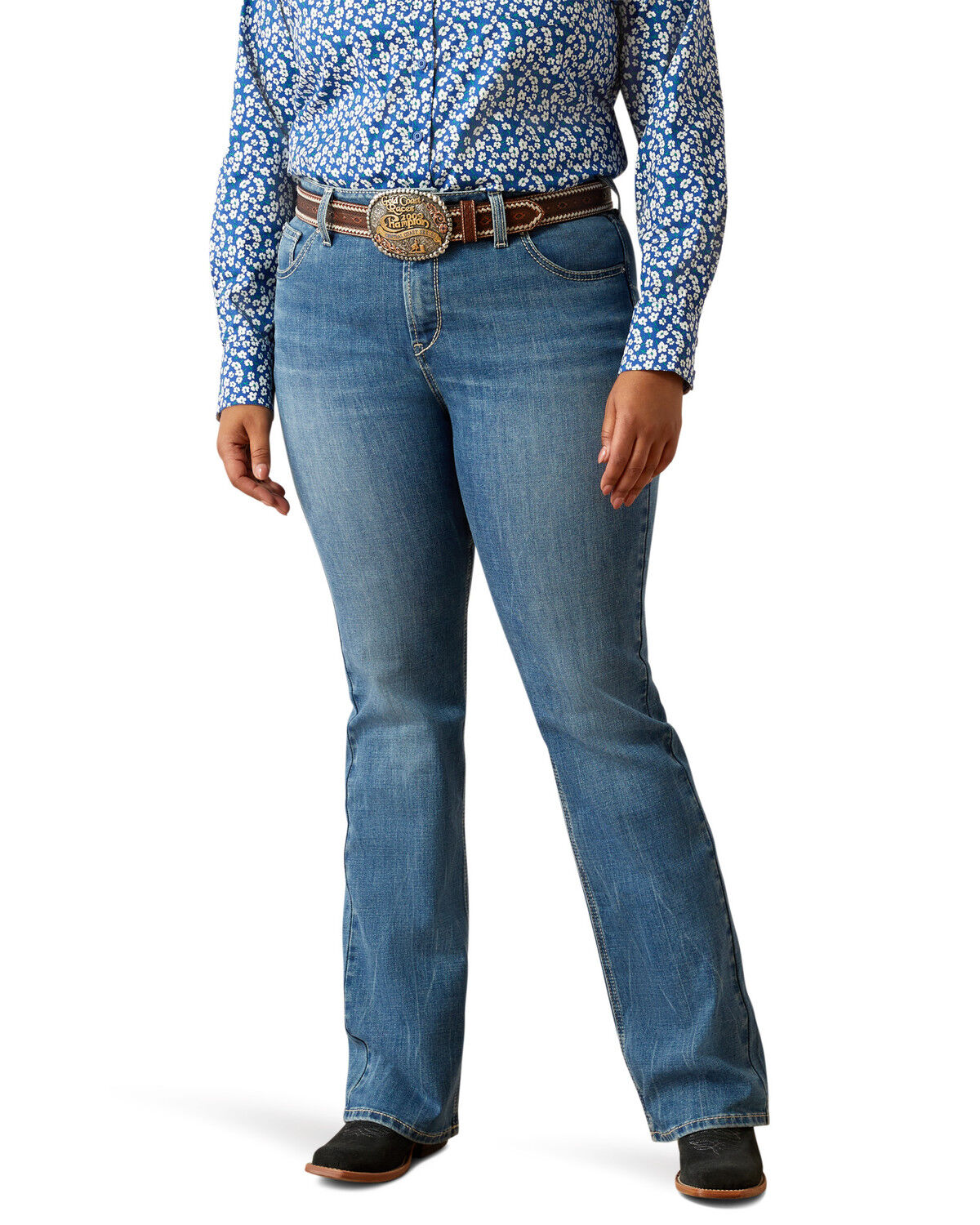 Ariat Women's Naz Medium Wash Perfect Rise Bootcut Stretch Denim Jeans - Plus