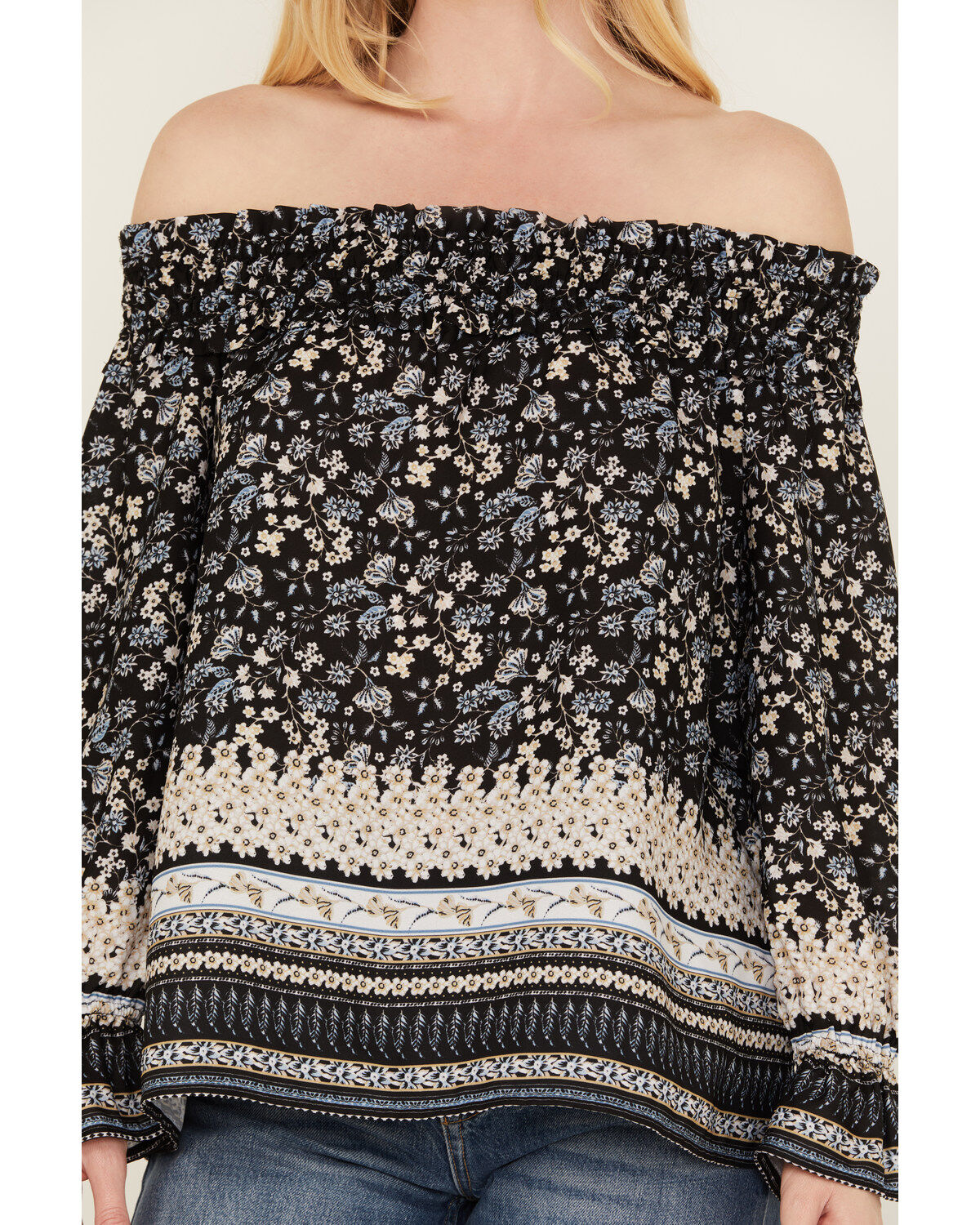 Wild Moss Women's Border Off The Shoulder Top