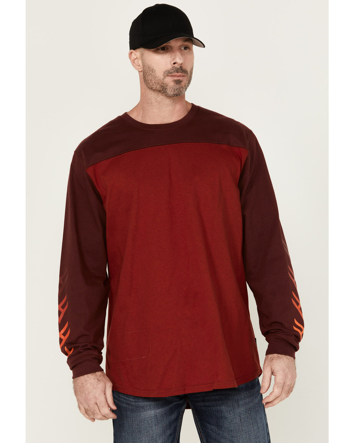 Hawx Men's FR Color Block Long Sleeve Graphic Work T-Shirt