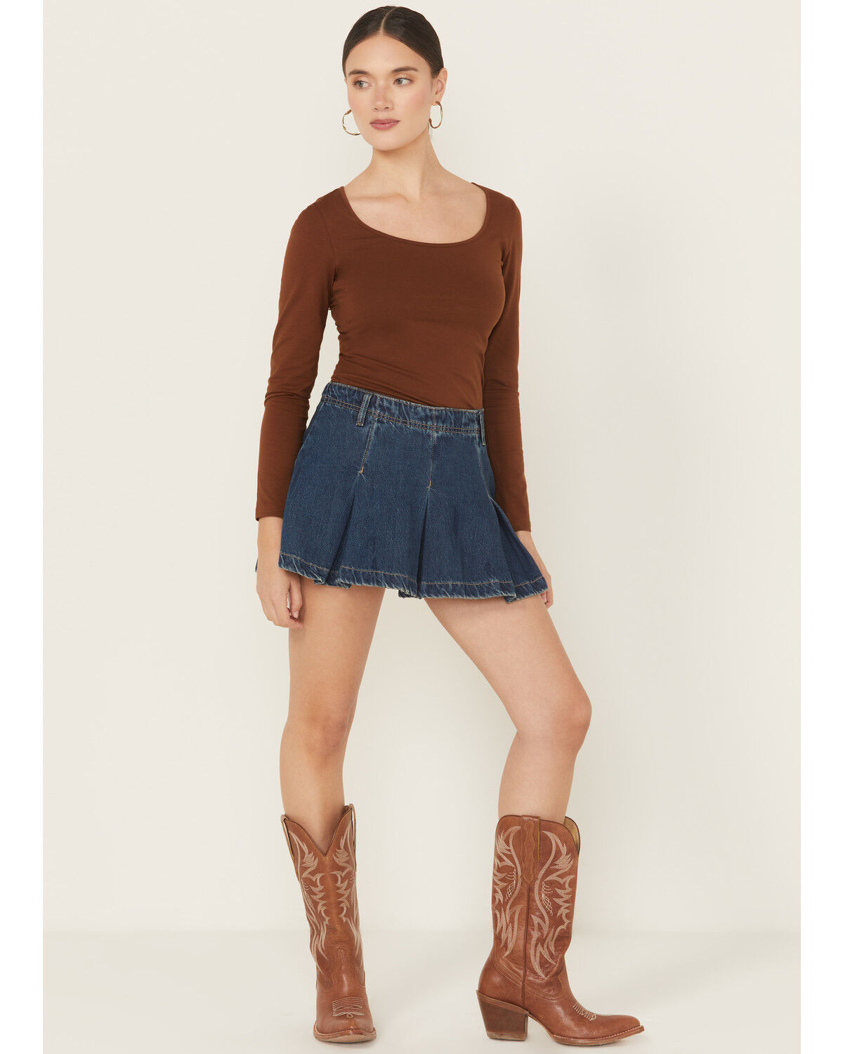 Free People Women's Madison Ave Dark Wash Mini Denim Skirt