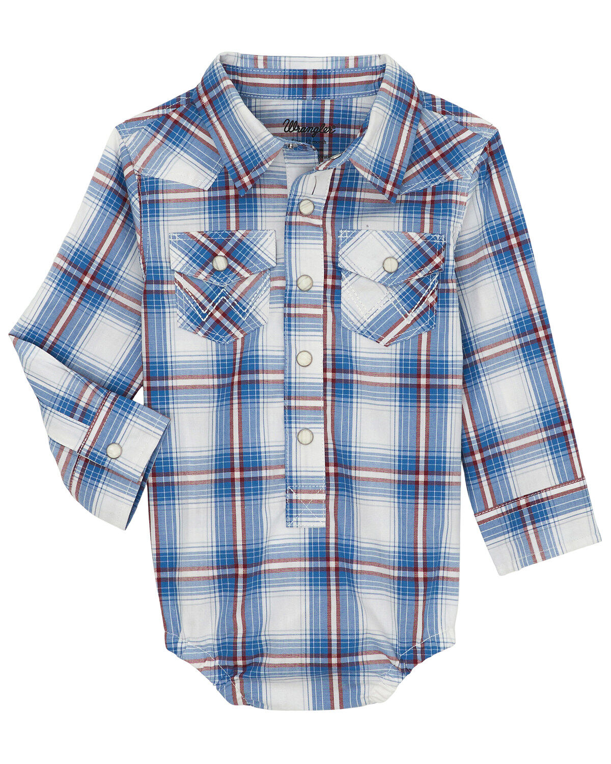 Wrangler Infant Boys' Plaid Print Long Sleeve Snap Western Onesie