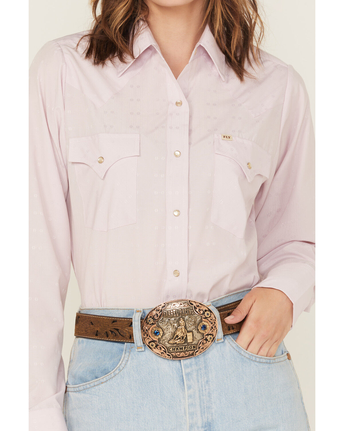 Cowboygirl by Jenna Paulette Women's Solid Long Sleeve Pearl Snap Western Shirt