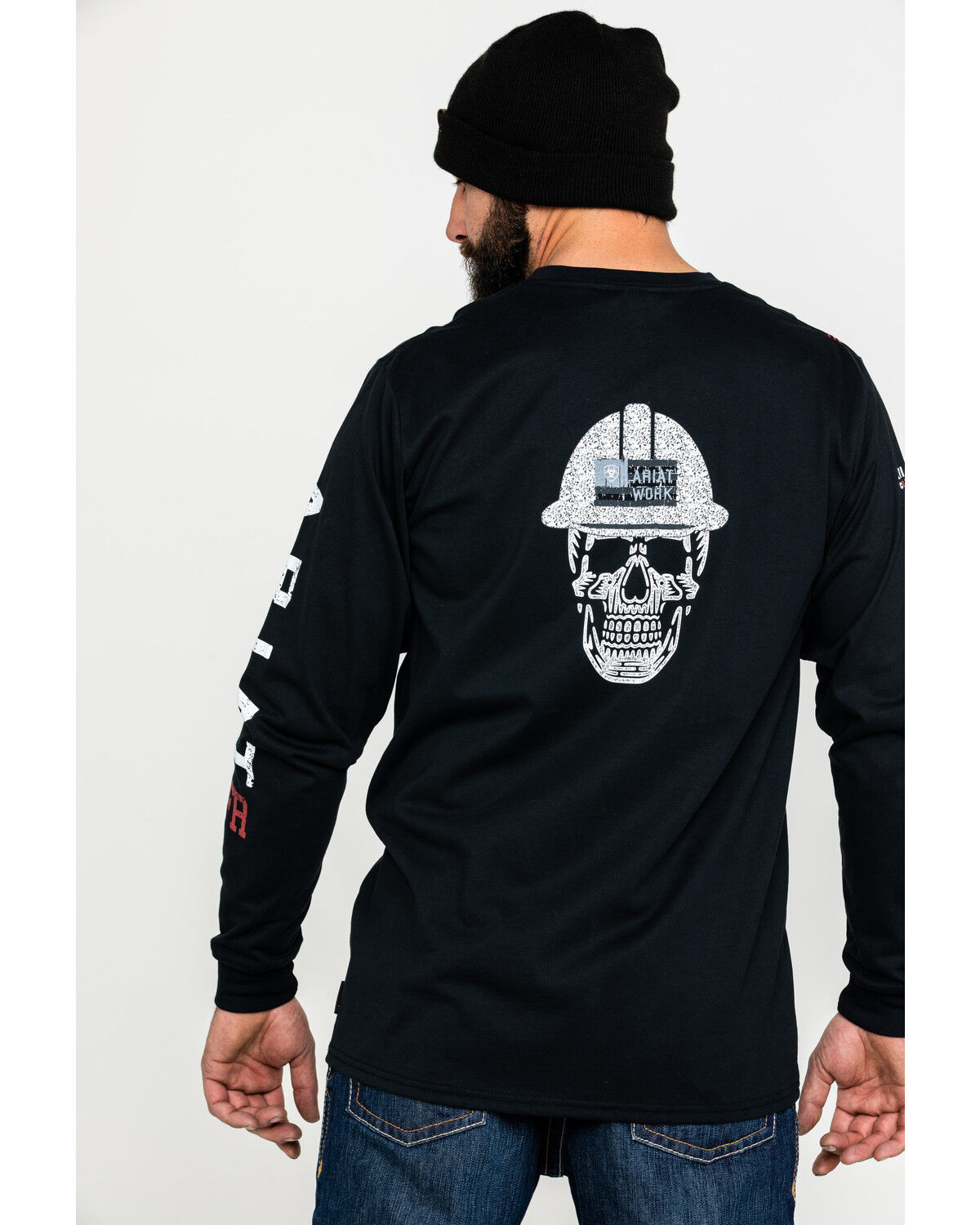 Ariat Men's FR Roughneck Skull Logo Crew Long Sleeve Work T-Shirt