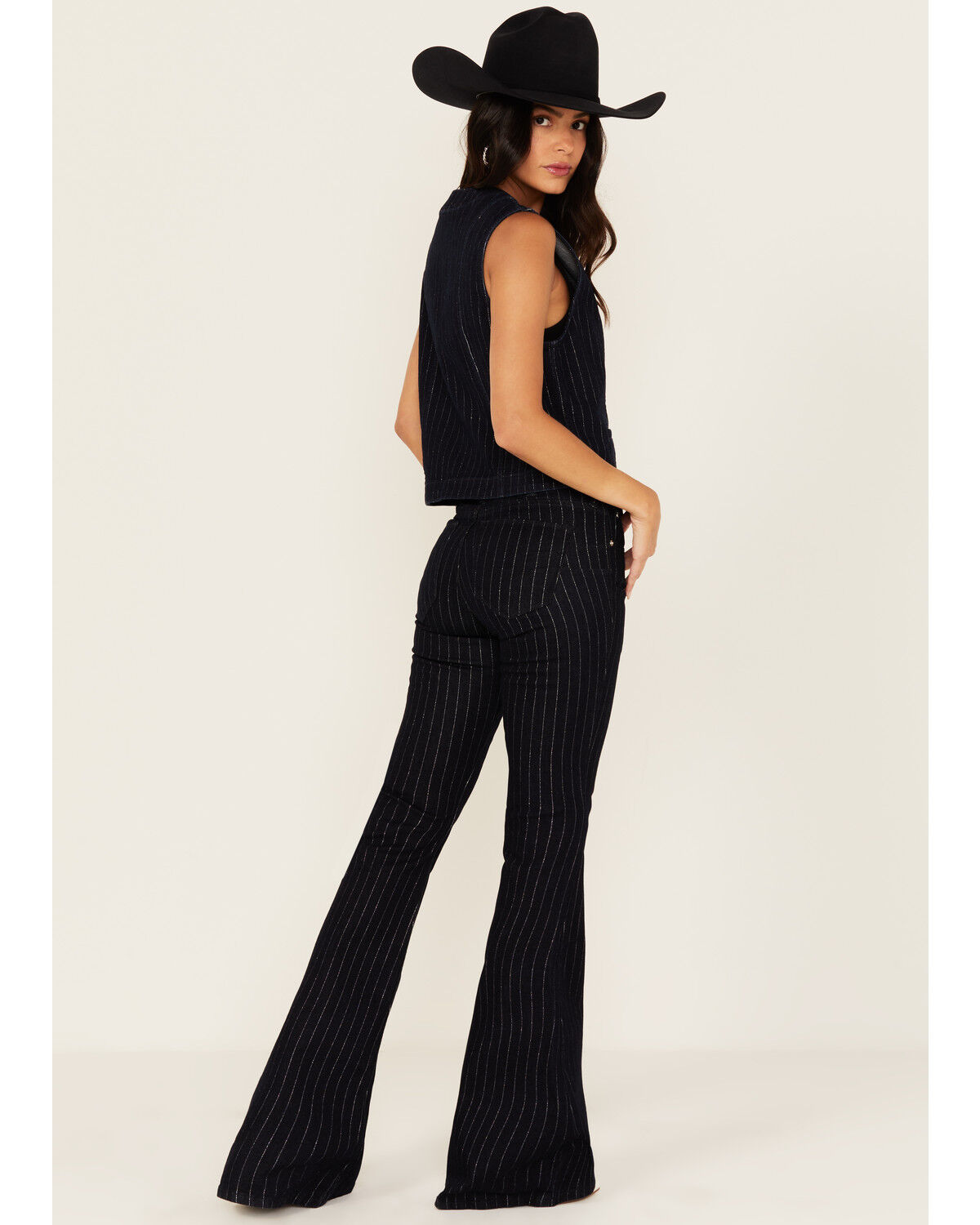 Ariat Women's Jasmine Pinstripe Dark Wash Flare Stretch Denim Jeans