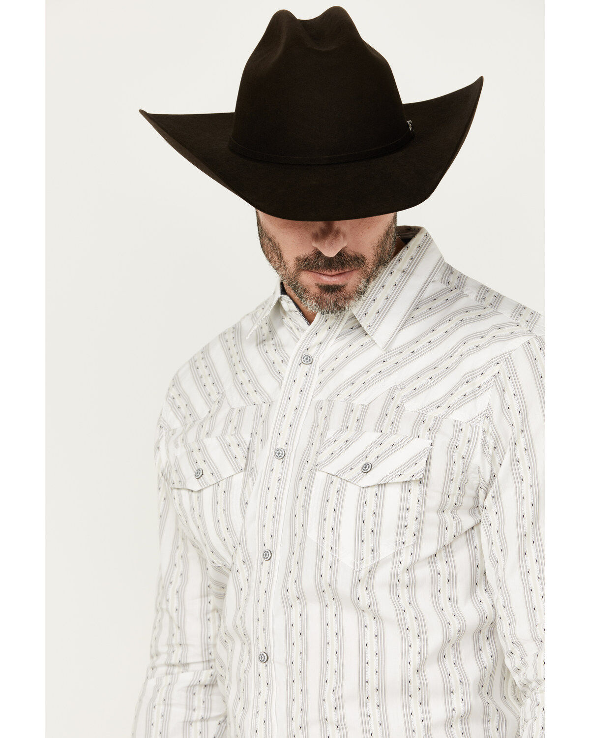 Moonshine Spirit Men's Backcountry Striped Long Sleeve Snap Western Shirt