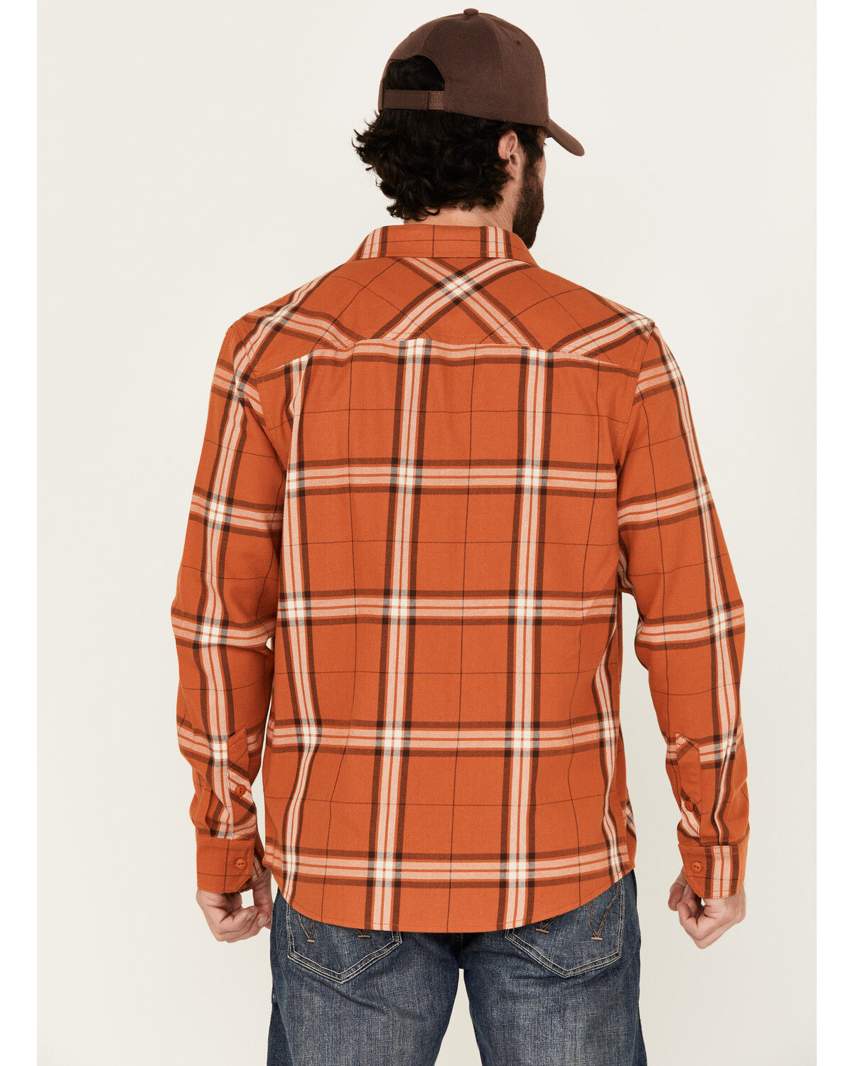 Brothers and Sons Men's Hatch Plaid Print Long Sleeve Button-Down Stretch Western Shirt