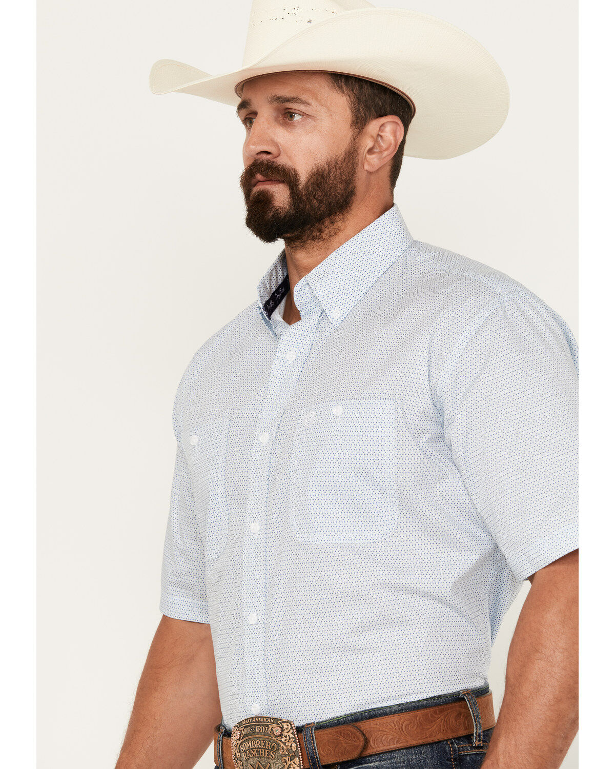 George Strait By Wrangler Men's Geo Print Short Sleeve Button-Down Western Shirt - Big