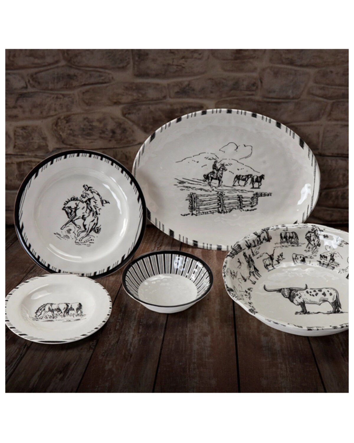 HiEnd Accents 14-Piece Ranch Life Melamine Dinnerware Set