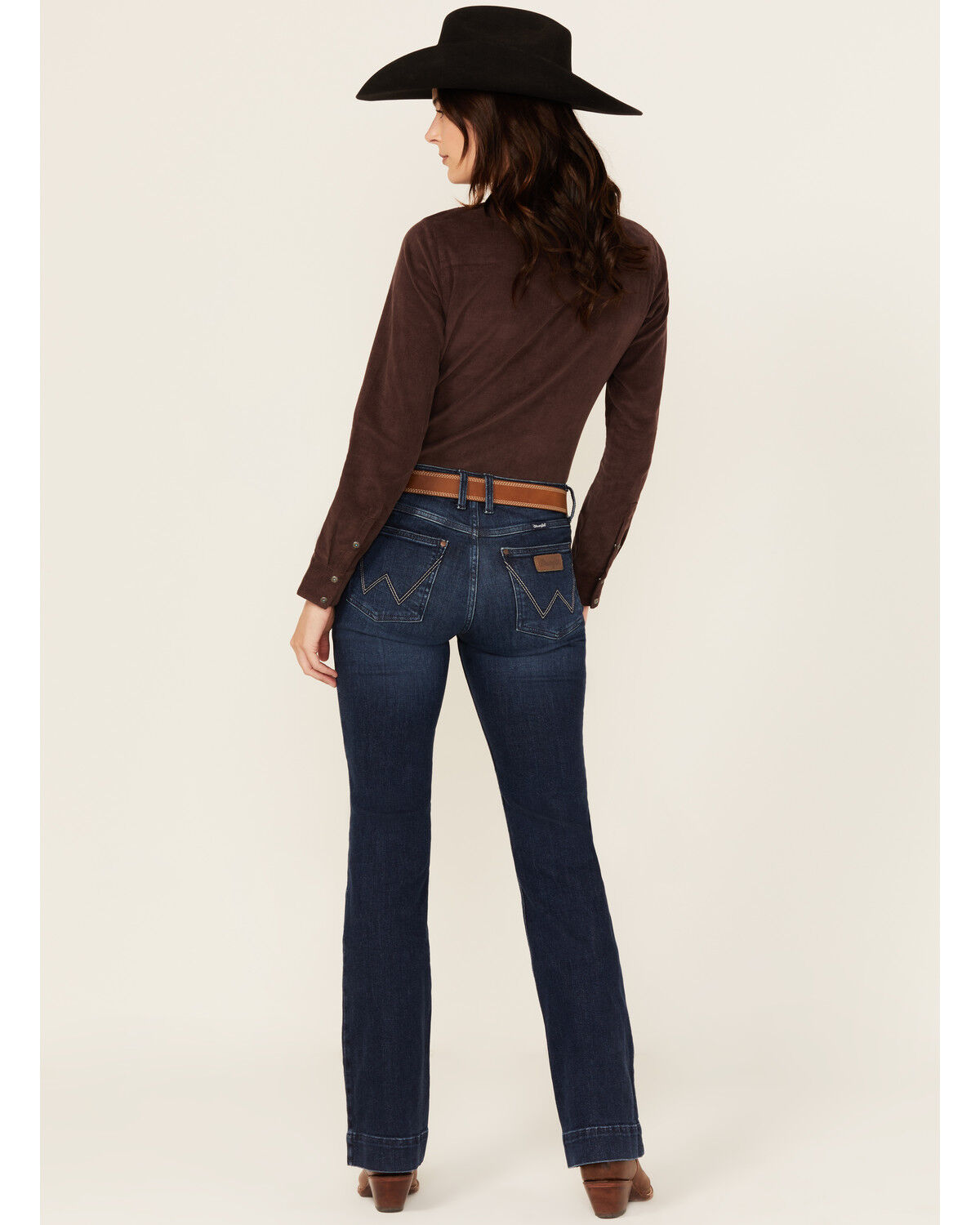 Wrangler Retro Women's Cassie Dark Wash Mid Rise Trouser Stretch Denim Jeans