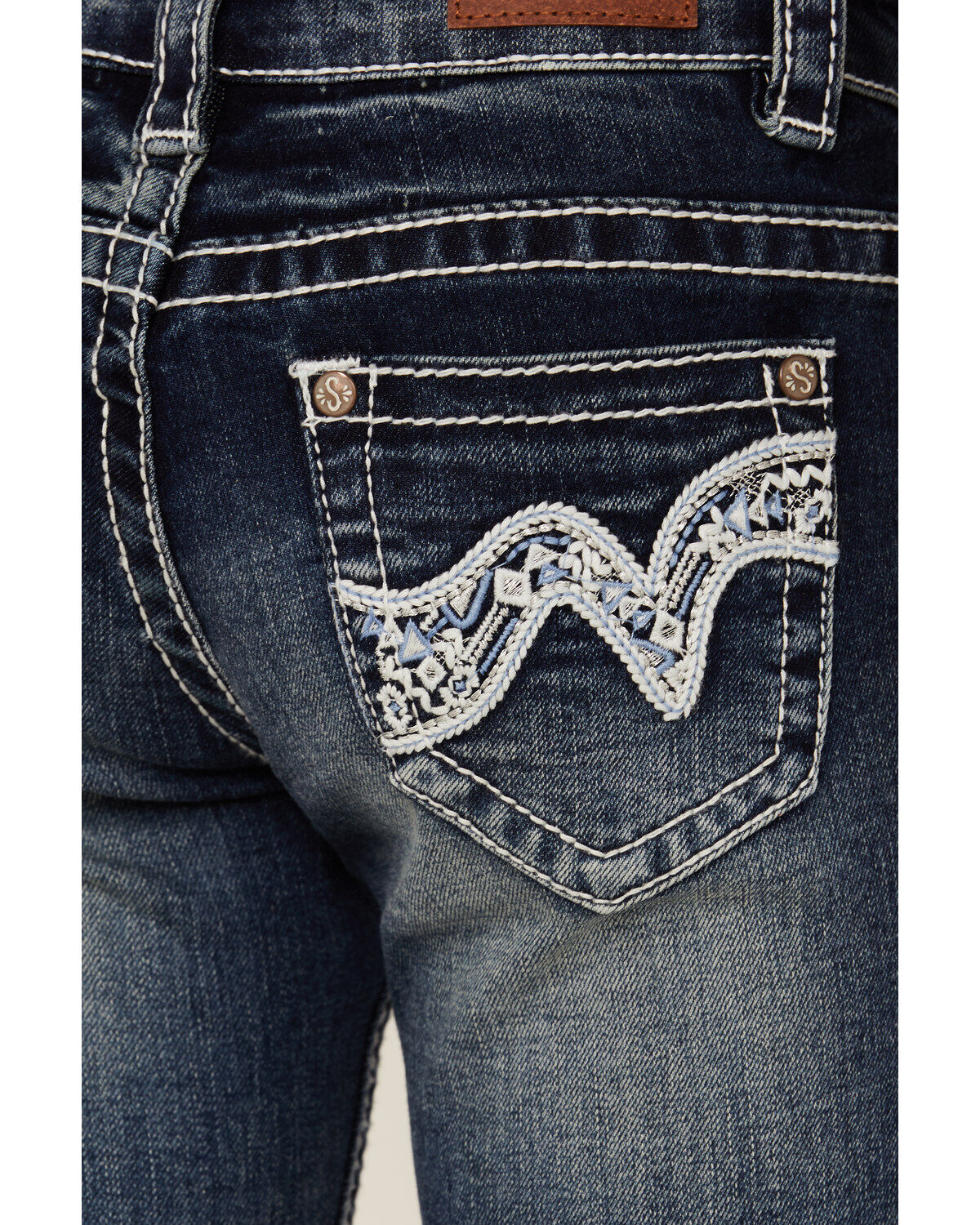 Shyanne Little Girls' Contrast Stitch & Embroidered Bootcut Jeans