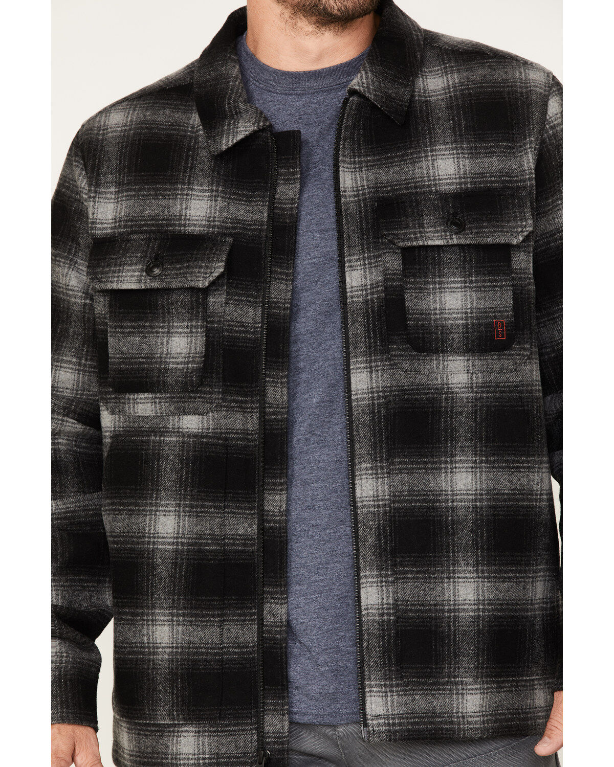 Brothers and Sons Men's Wool Full Zip Plaid Print Jacket