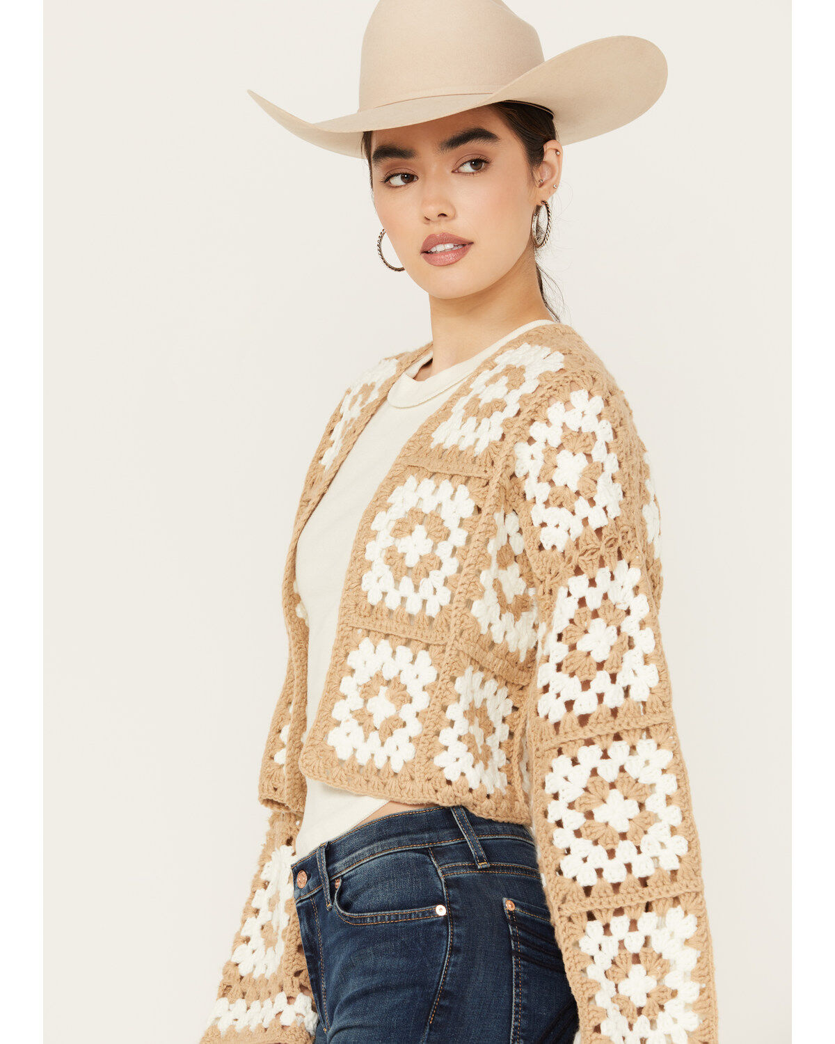 Revel Women's Crochet Cropped Cardigan