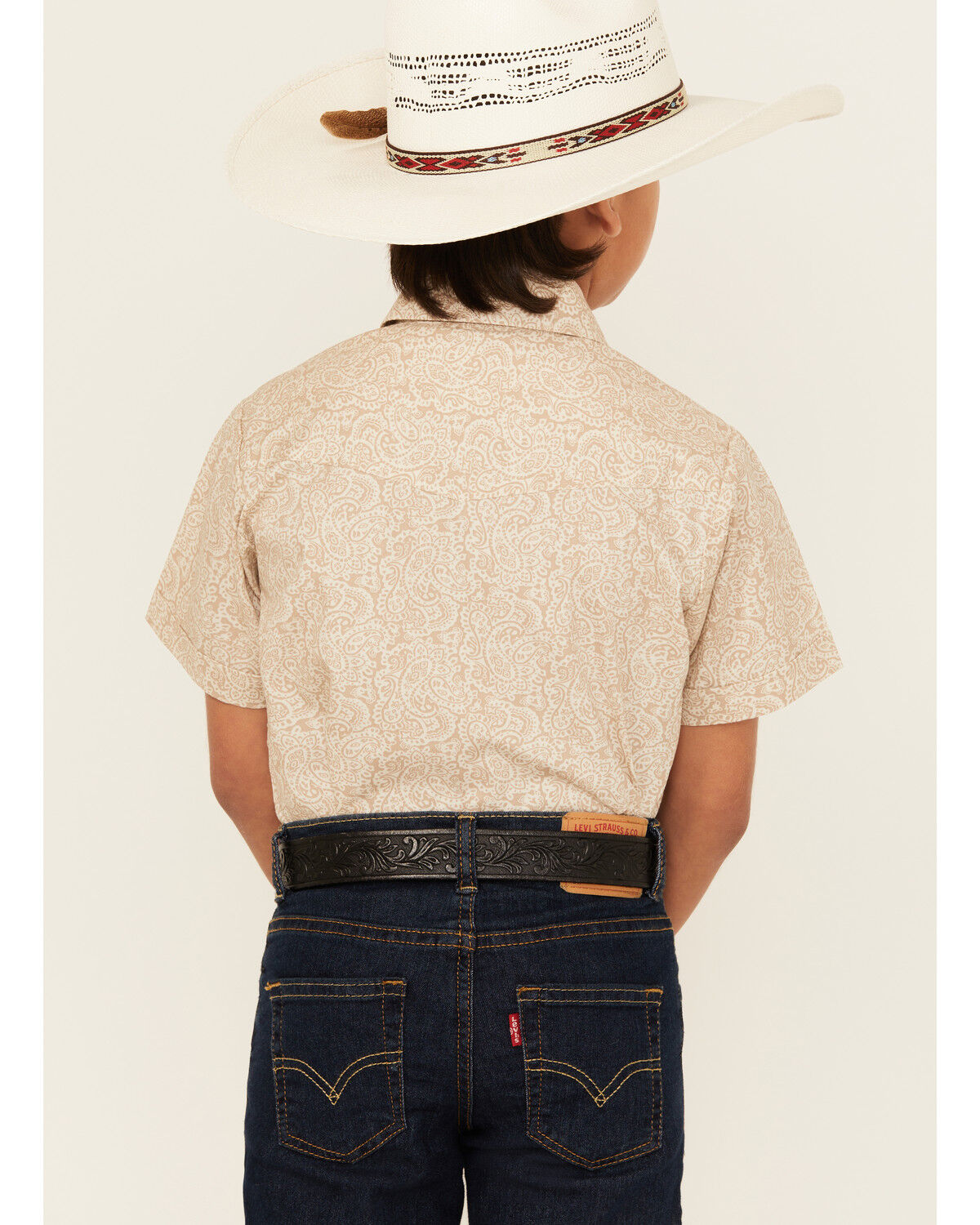 Ely Walker Boys' Paisley Print Short Sleeve Pearl Snap Western Shirt