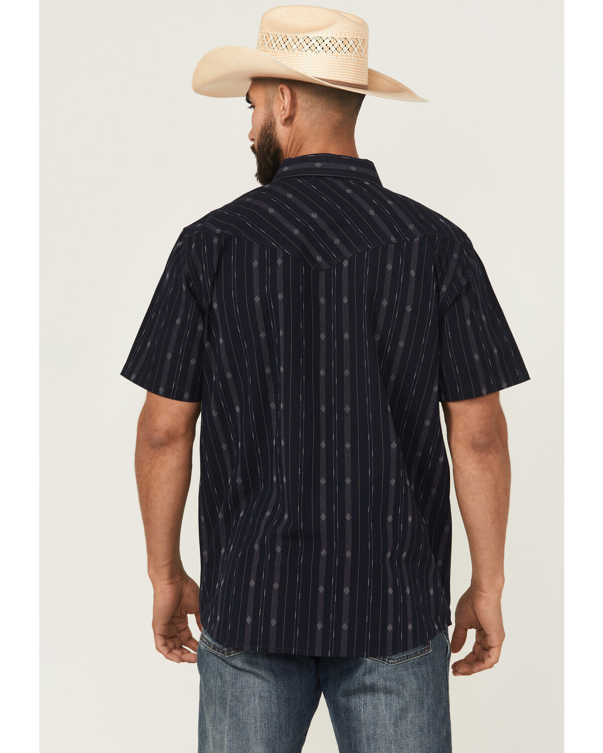 Moonshine Spirit Men's Star Power Striped Short Sleeve Snap Western Shirt