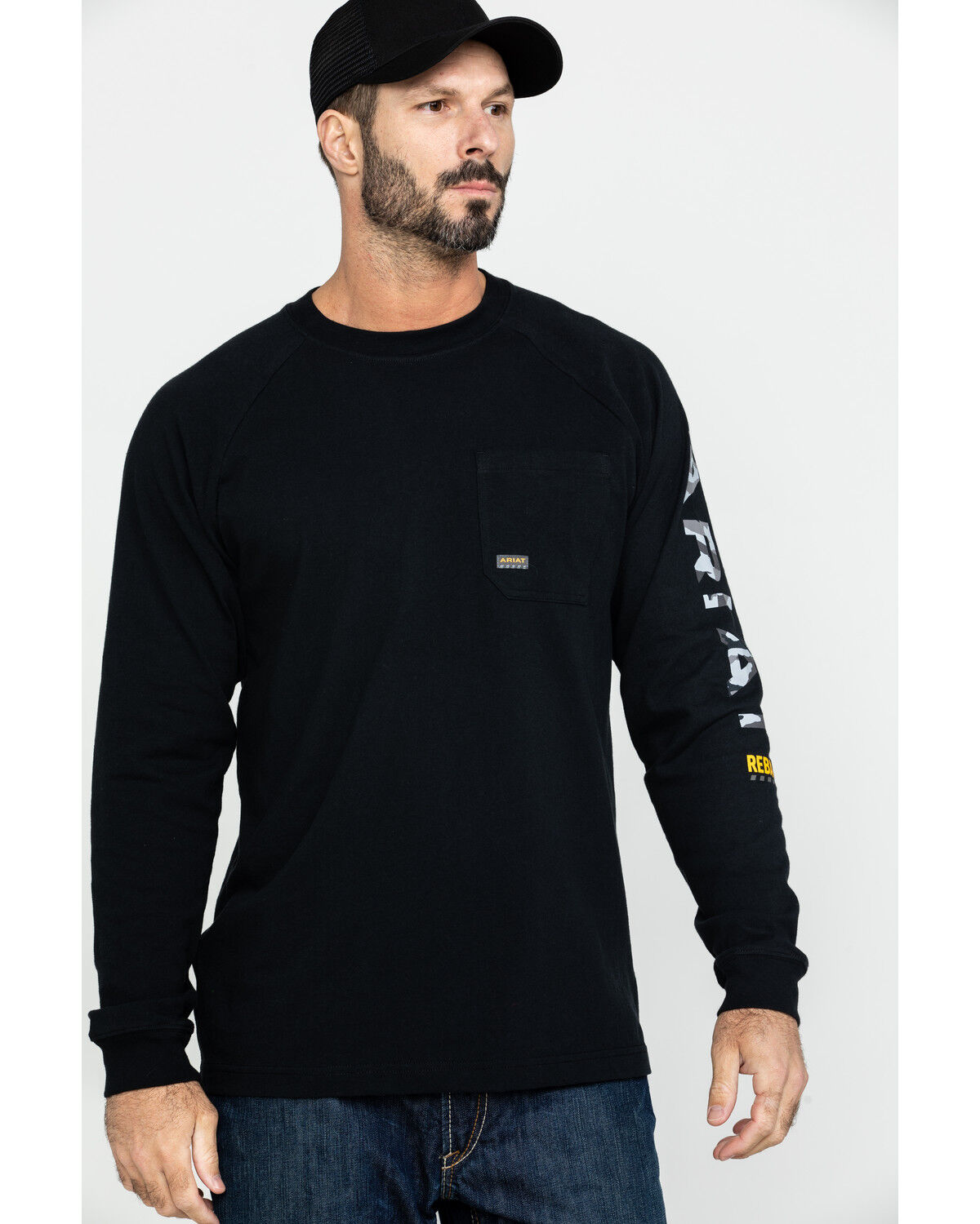 Ariat Men's Black Rebar Cotton Strong Graphic Long Sleeve Work Shirt - Big & Tall