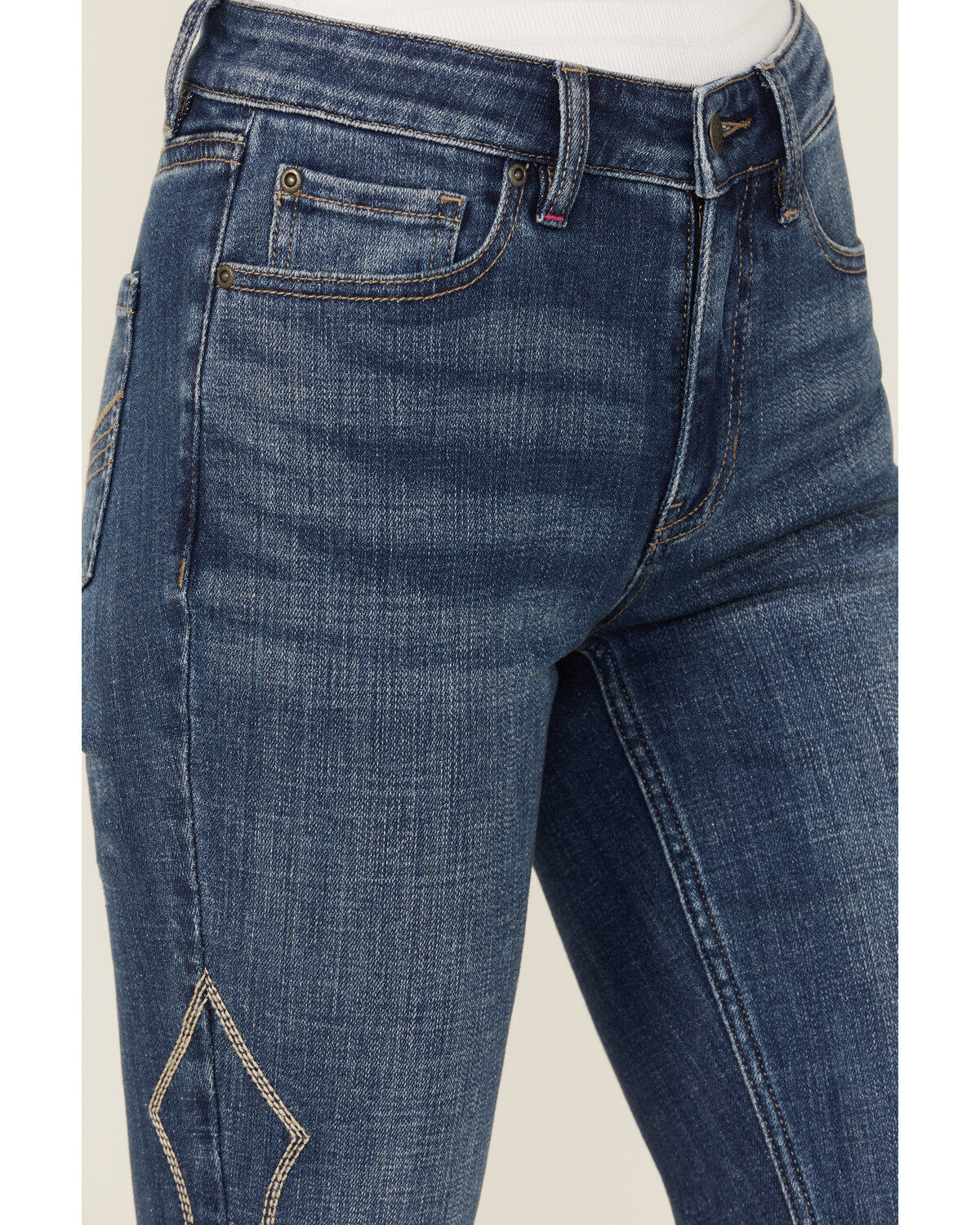 Idyllwind Women's Dark Wash Rebel Western Embroidered Mid Rise Stretch Denim Jeans