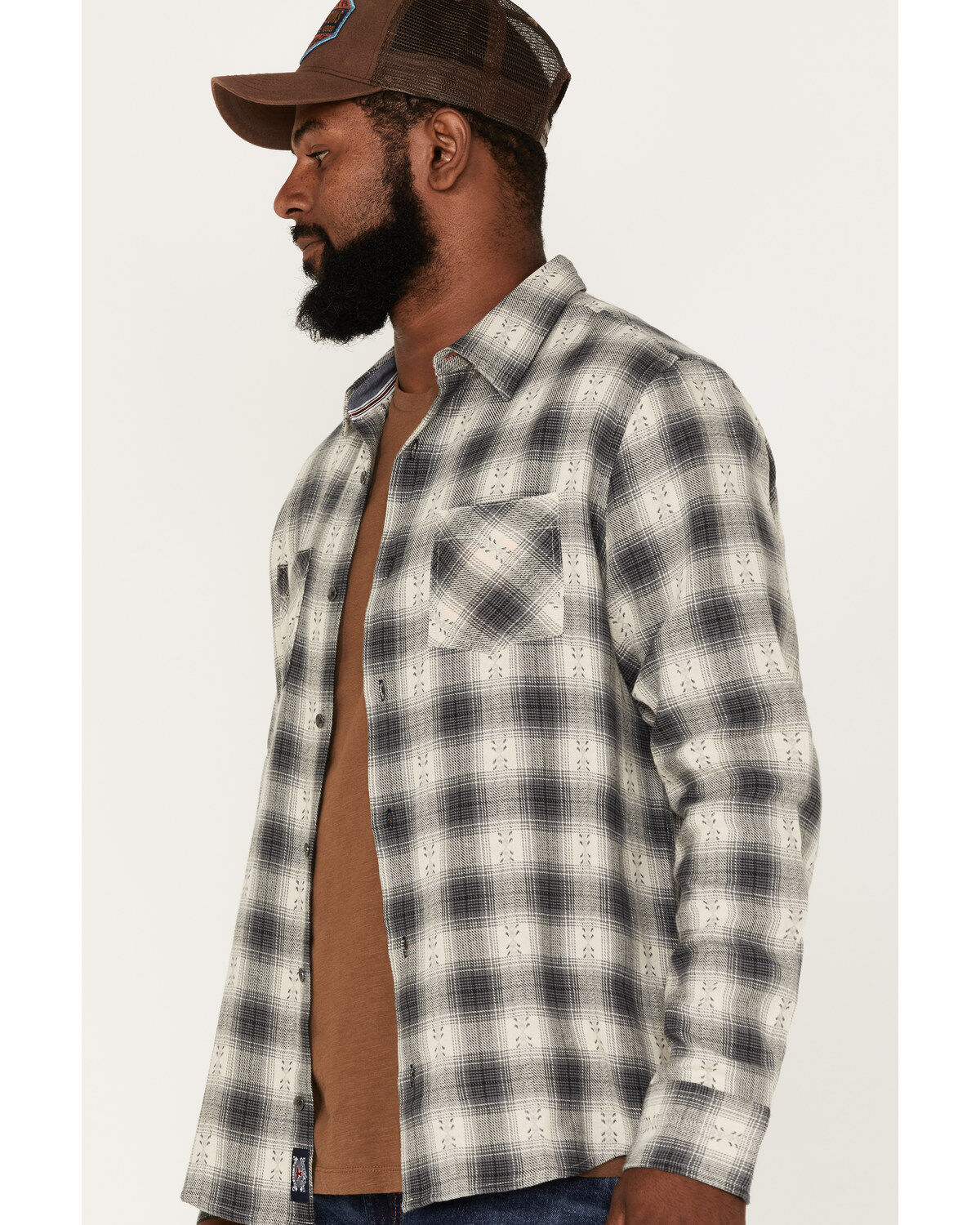 Flag & Anthem Men's Albee Dobby Stripe Plaid Print Long Sleeve Button Down Shirt