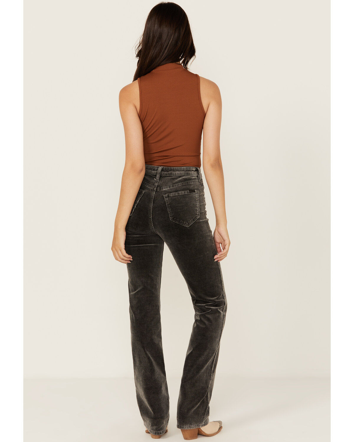 Rock & Roll Denim Women's High Rise Corduroy Bargain Modest Bootcut Stretch Jeans