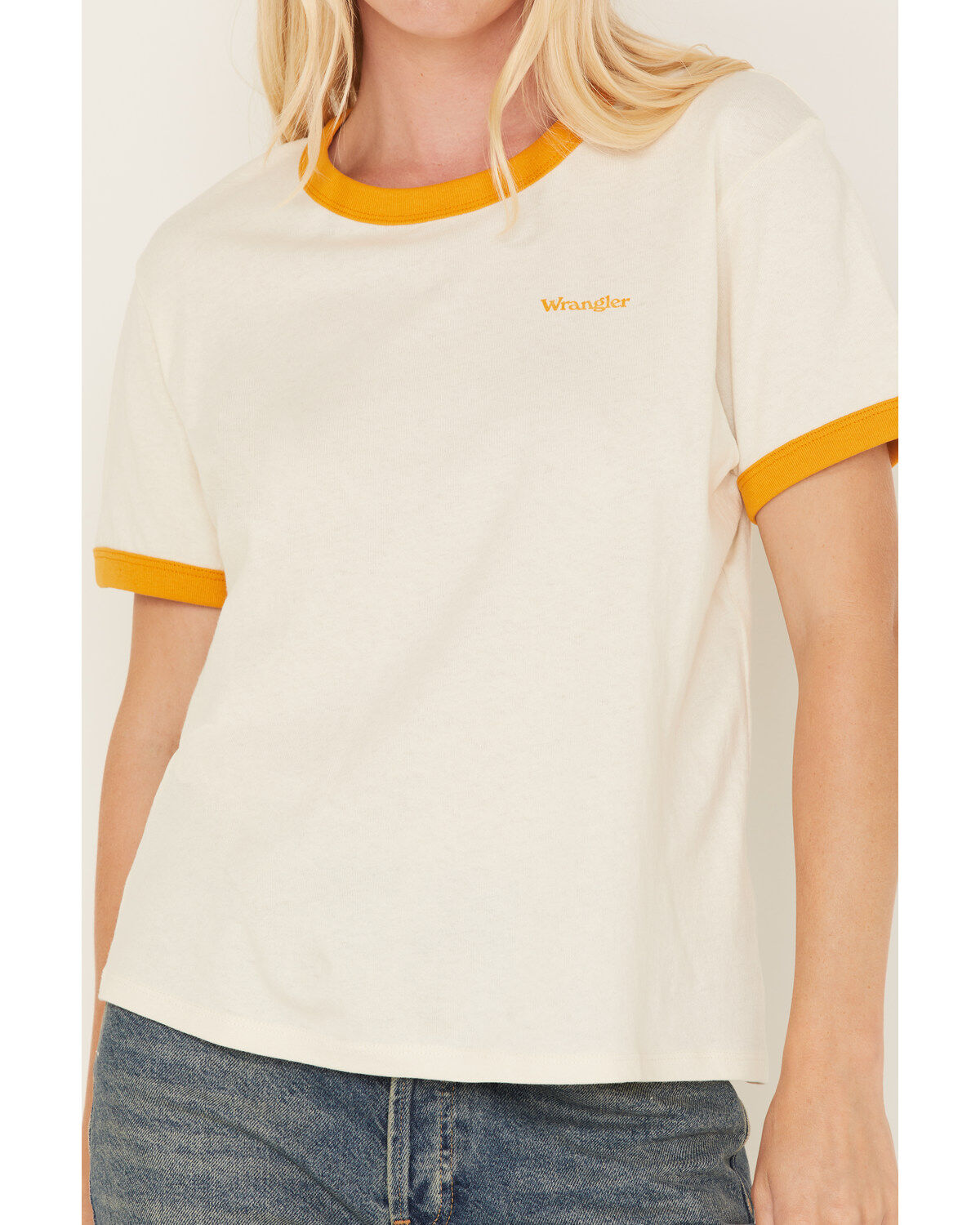 Wrangler Women's Logo Graphic Ringer Graphic Tee