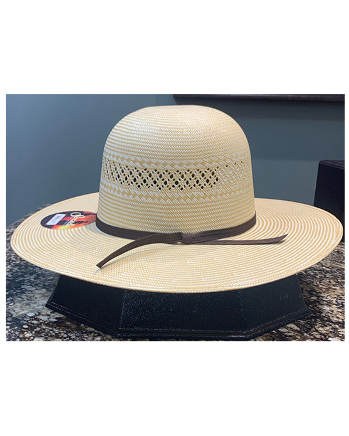 Serratelli Men's Natural Santana Open Shantung Straw Western Hat
