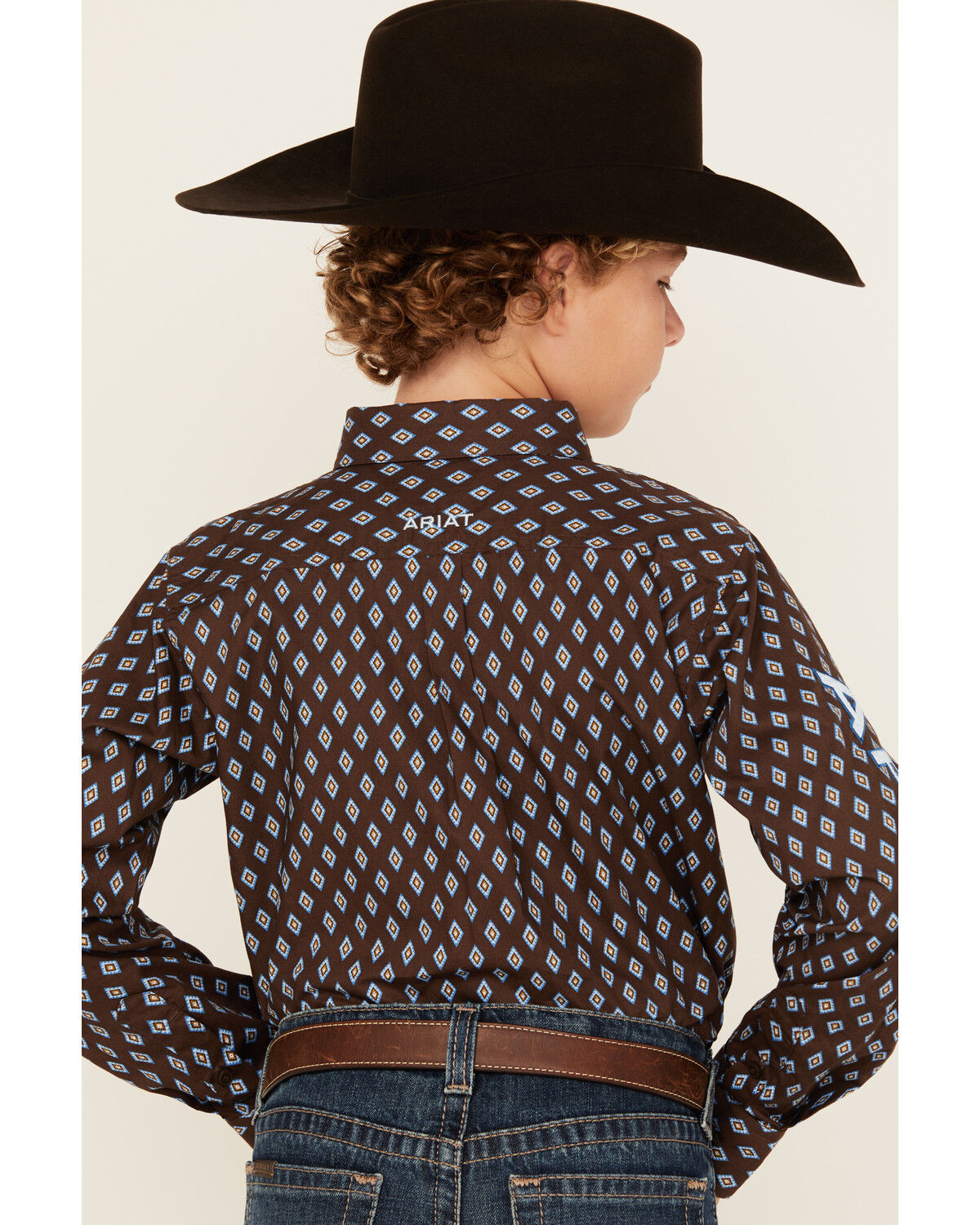 Ariat Boys' Logo Team Geo Print Long Sleeve Button-Down Western Shirt