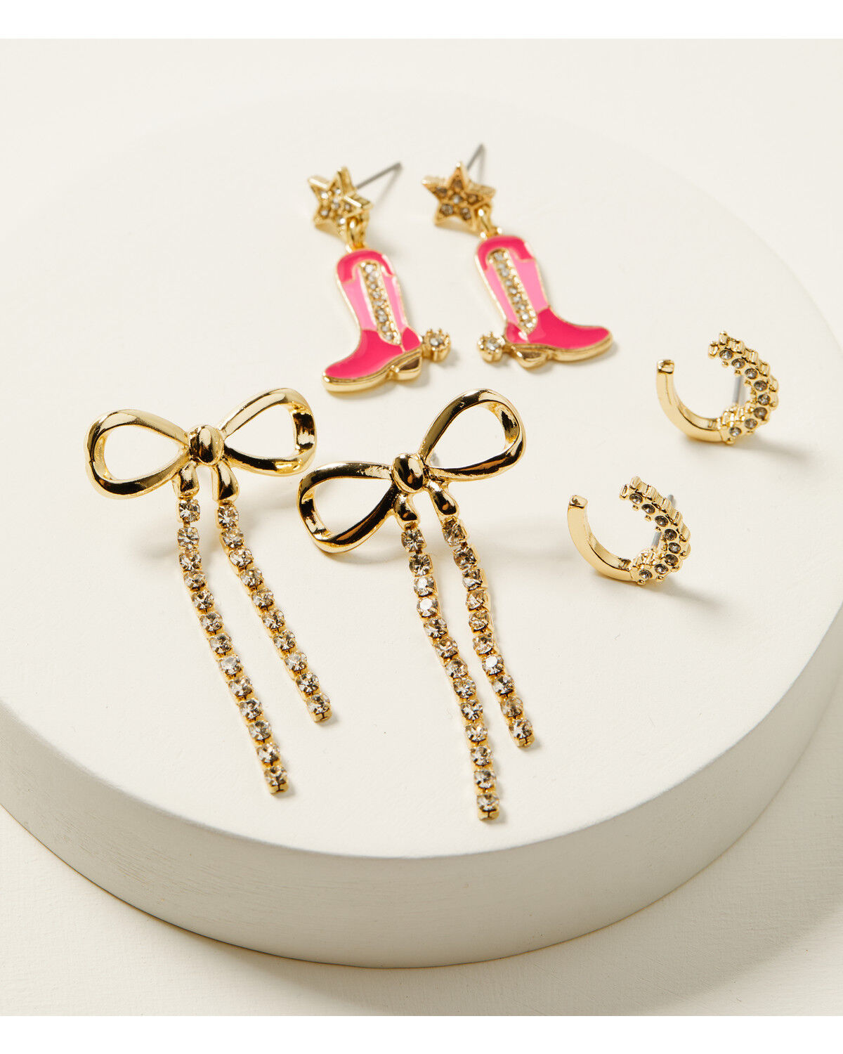 Shyanne Women's 14K Gold Boot Bow Earring Set - 3 Piece