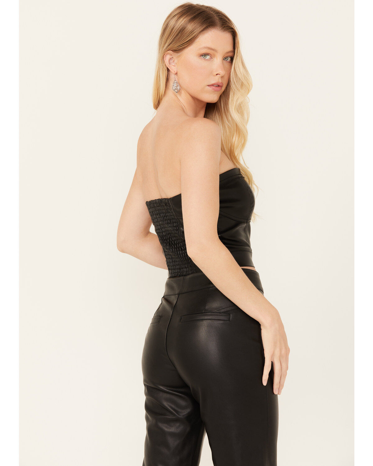 Vibrant Denim Women's Pleather Corset Bustier Top