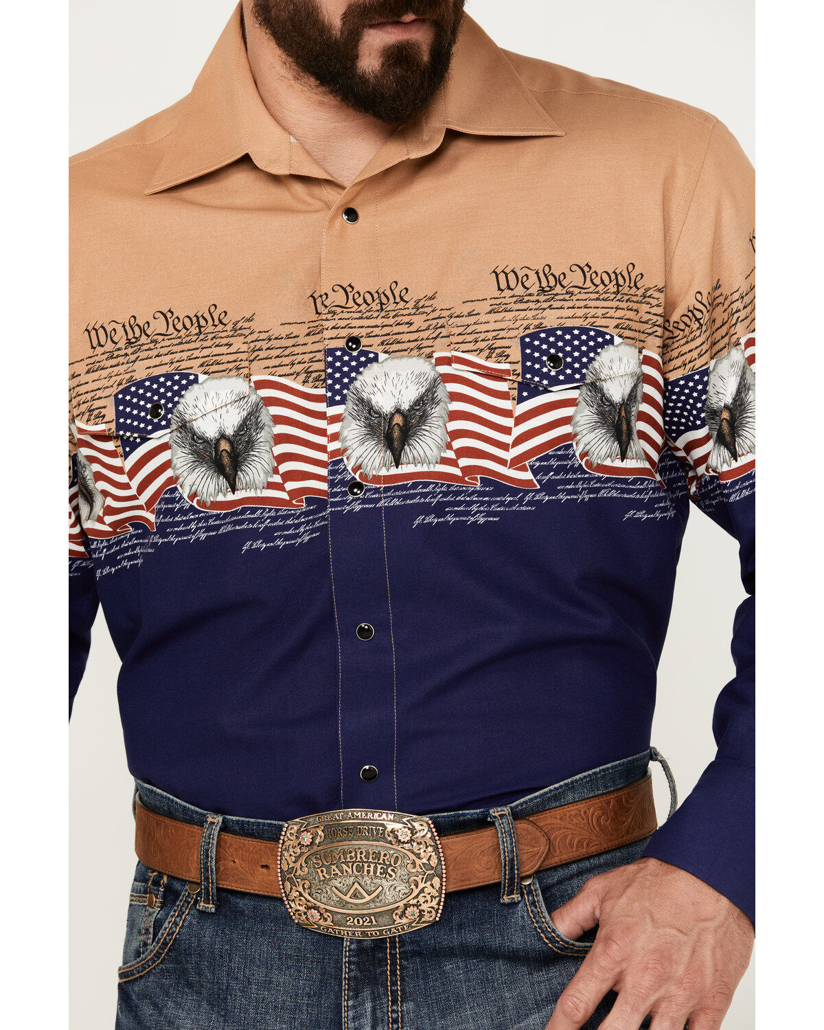 Panhandle Men's We The People Border Long Sleeve Snap Western Shirt